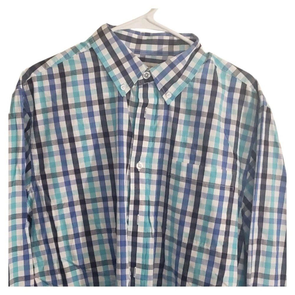 Designer CT1885 Peter Christian Aqua & Blue Long Sleeve Shirt XL Size 44R - 2 Thumbnail