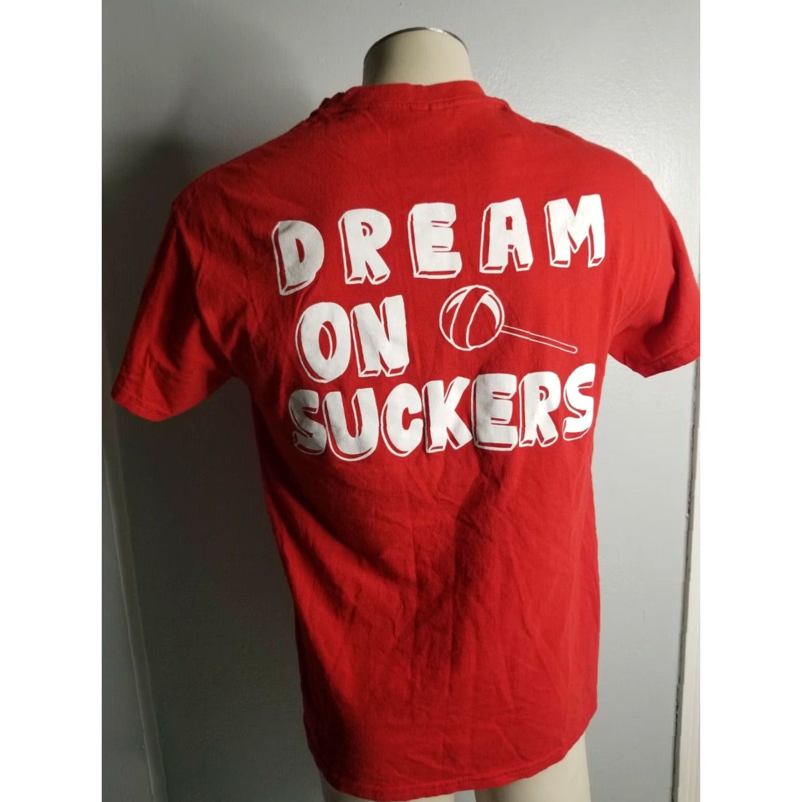 Gildan Gildan Mens T-Shirt Dum Dums Lollipop Double Sided Dream On Suckers Red M Adult Medium Cotton Crew Neck 90s Theme Mens Size US M / EU 48-50 / 2 - 2 Thumbnail