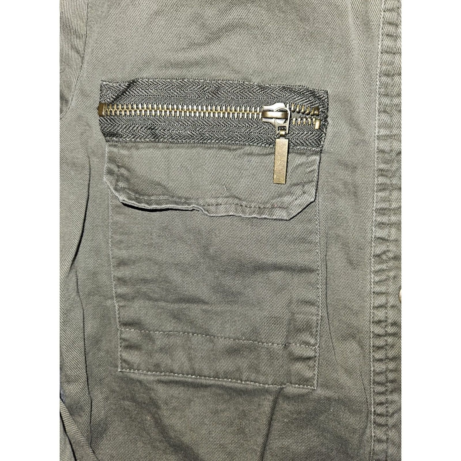 BKE BKE Military Full Snap Jacket Women's M Olive Green Crochet Rhinestone Zipper Pockets New/Used Grunge Hipster Outdoor Preppy Size M / US 6-8 / IT 42-44 - 5 Thumbnail