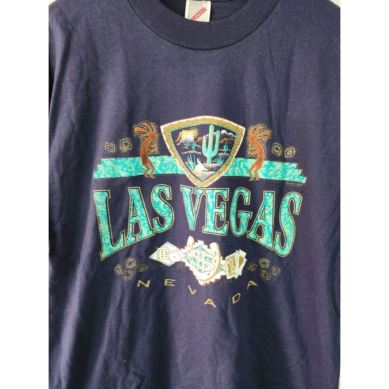Jerzees Vintage Las Vegas Shirt Nevada Desert Graphic Tee Blue Large Size US L / EU 52-54 / 3 - 2 Thumbnail