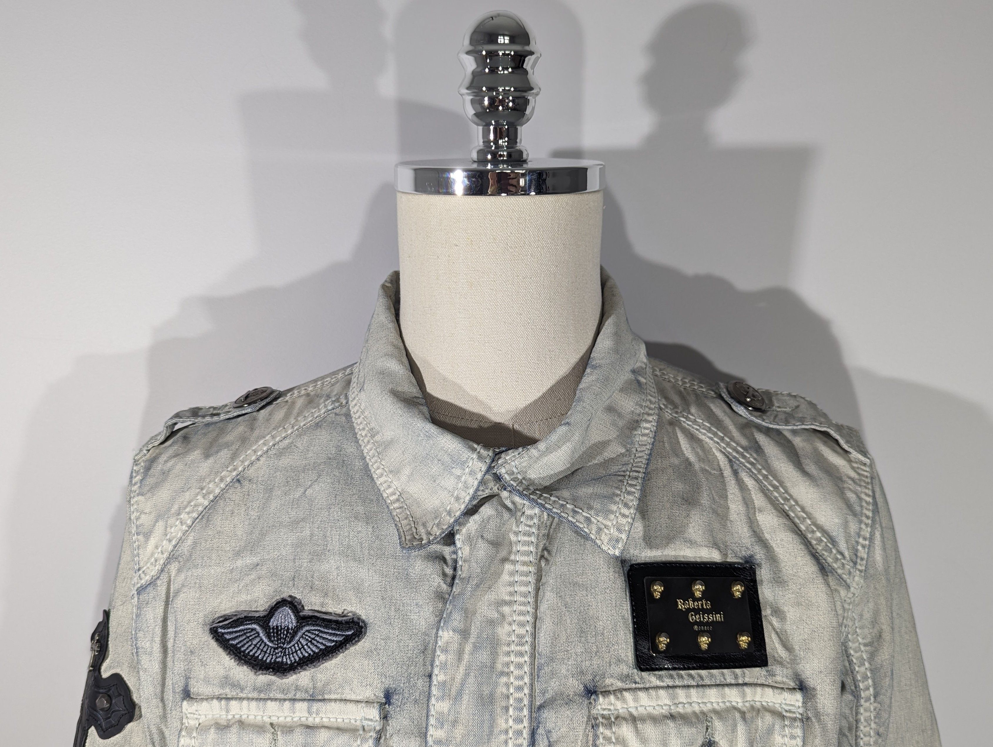 Other Roberto Geissini Monaco Denim Jacket With Crosses Very Rare Size US M / EU 48-50 / 2 - 2 Thumbnail