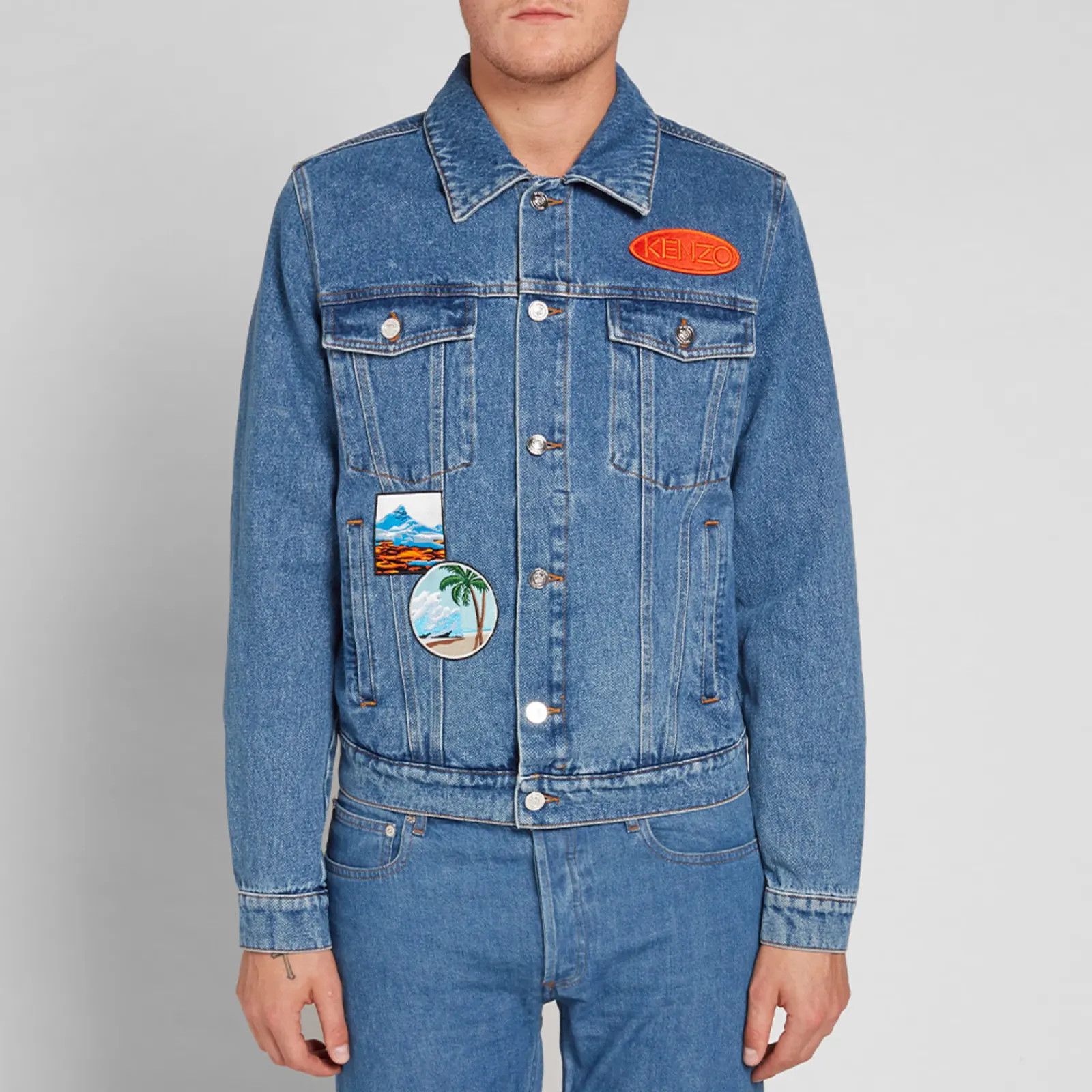 Kenzo Kenzo Medium Wash Denim Jacket with Patches Size US M / EU 48-50 / 2 - 3 Thumbnail