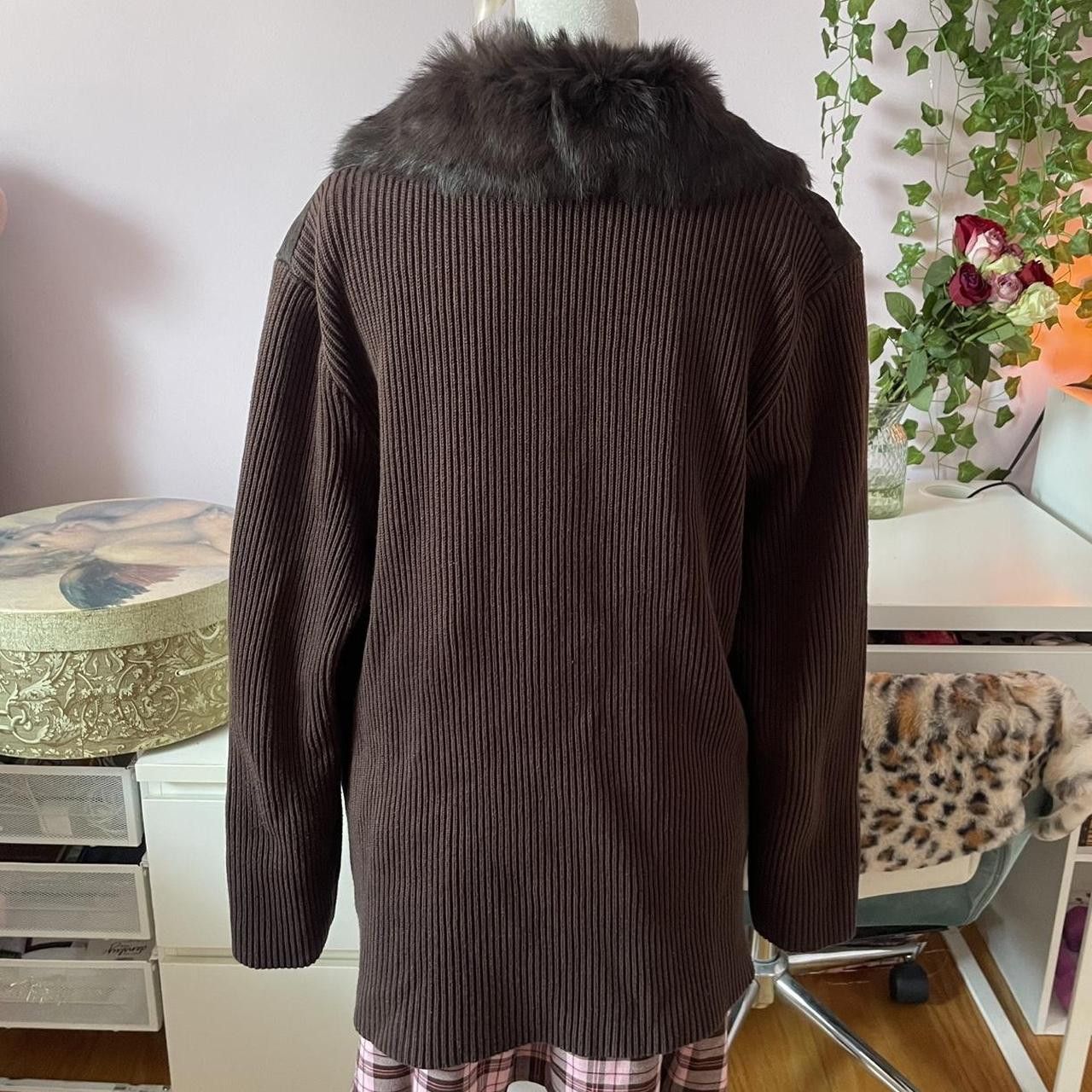 Vintage Brown Leather and Rabbit Fur Jacket Size XL / US 12-14 / IT 48-50 - 3 Thumbnail