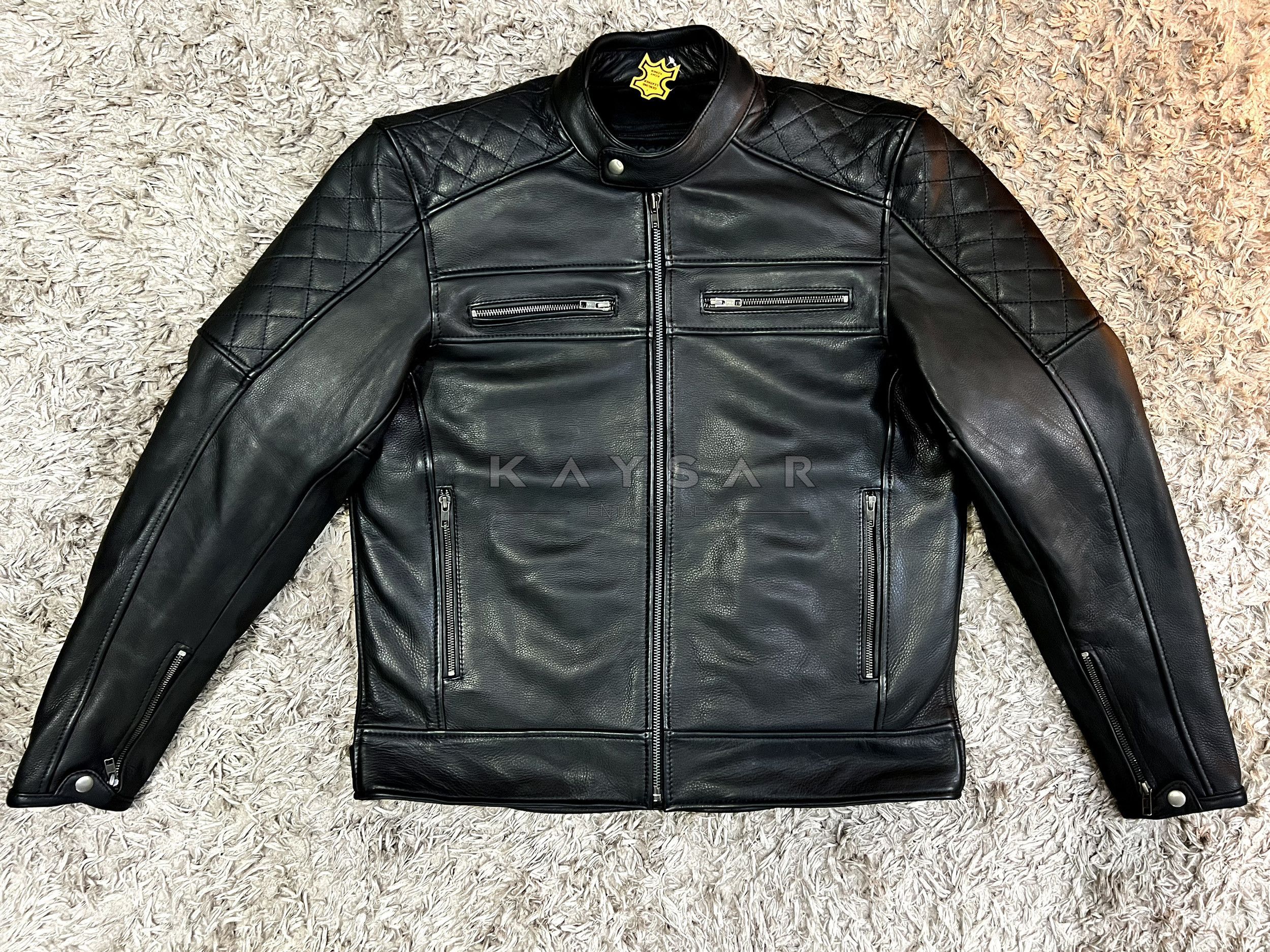 Genuine Leather Mens Leather Jacket - Can be used as Touring Biker Jacket Size US L / EU 52-54 / 3 - 1 Thumbnail