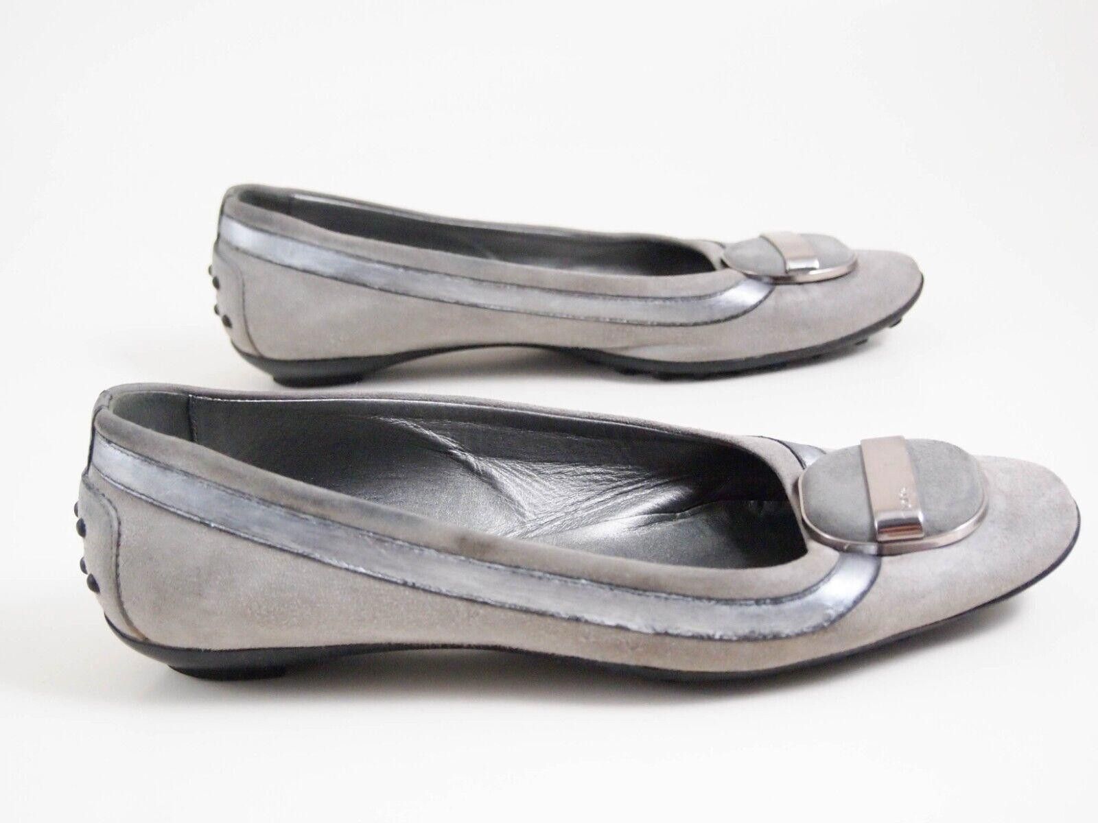 Tod's Tod's Ballet Flats Gray Silver Suede Leather EU 37.5 US 7.5 Size US 7.5 / IT 37.5 - 7 Thumbnail