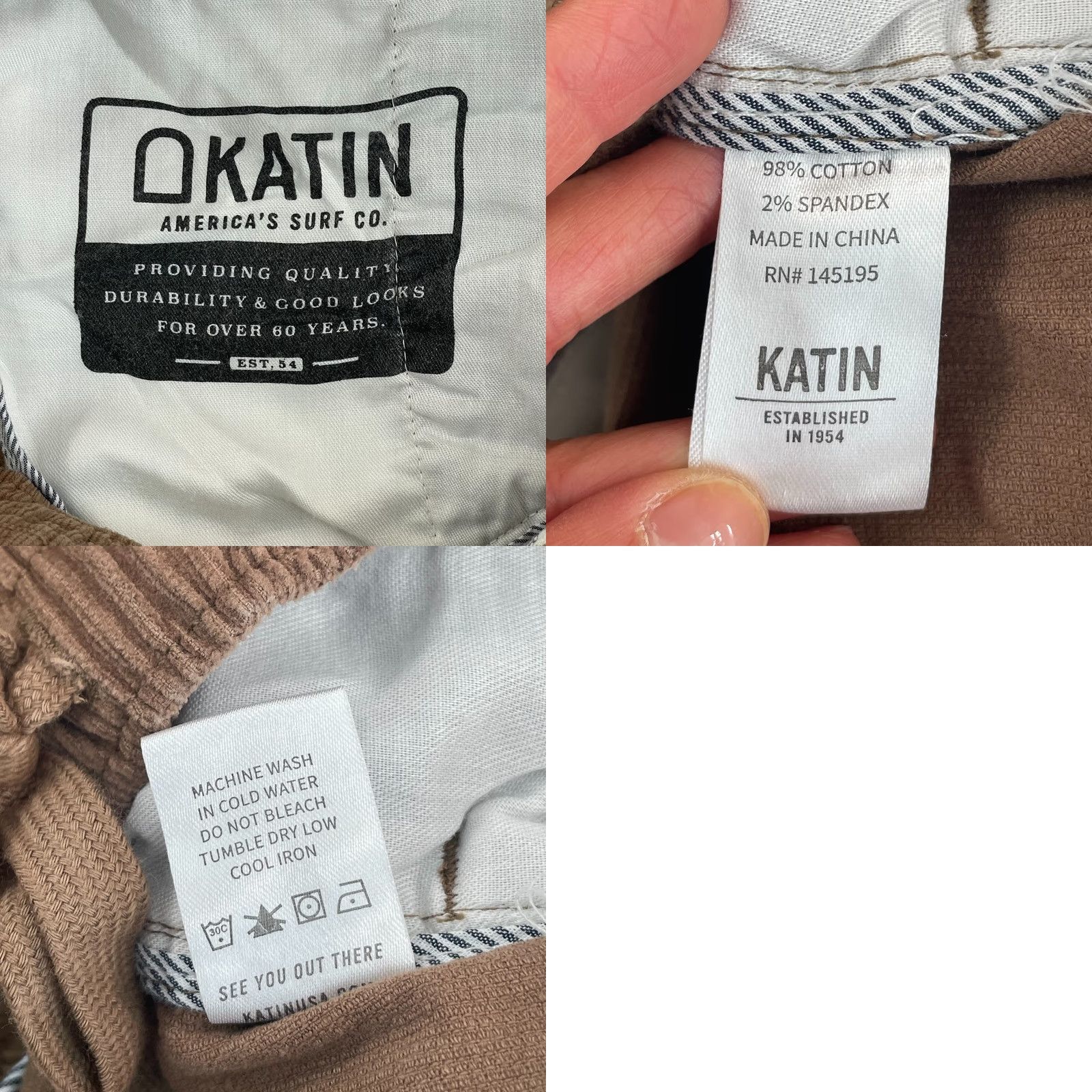 Katin Cord Local Shorts Men XL Brown Elastic Waist Wale Corduroy