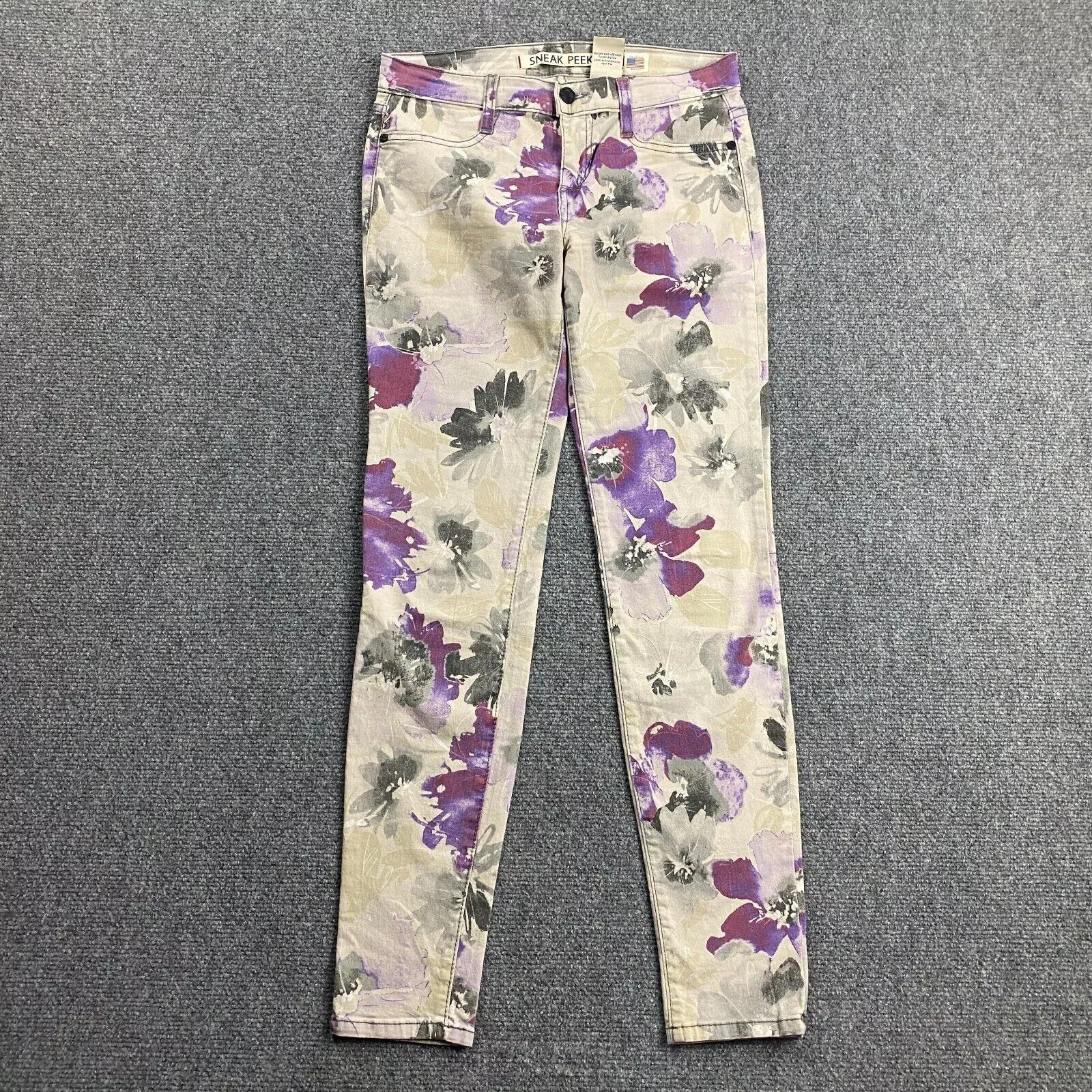 Other Sneak Peek Jeans Juniors 7 Floral Skinny Stretch Size 26" / US 2 / IT 38 - 1 Thumbnail