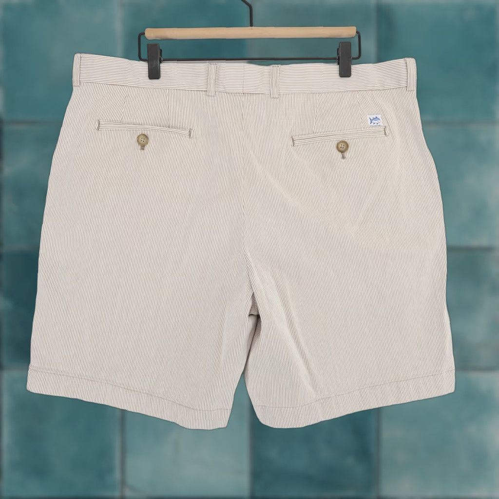 Southern Tide Southern Tide Chino Shorts Mens 40 Brown White Textured Stripe Size US 40 / EU 56 - 1 Thumbnail