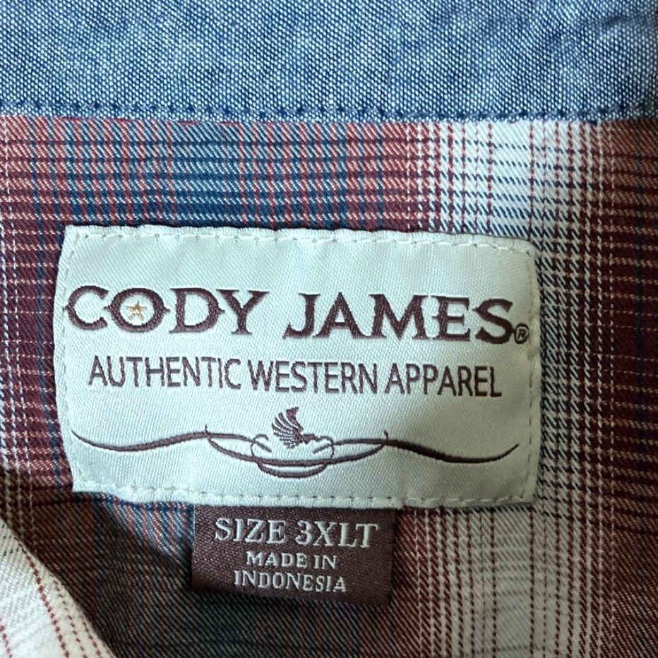 Cody James Cody James Mens Shirt Western Plaid Navy Red 3XLT Pearl Snap Button-Up Collared Long Sleeve 3XLT Casual Workwear Big & Tall Size US XXL / EU 58 / 5 - 6 Thumbnail