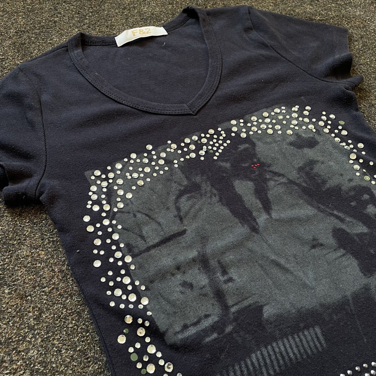 Vintage Vintage Y2K Graphic Tee Rhinestone Studded Streetwear Boxy M Size M / US 6-8 / IT 42-44 - 4 Thumbnail