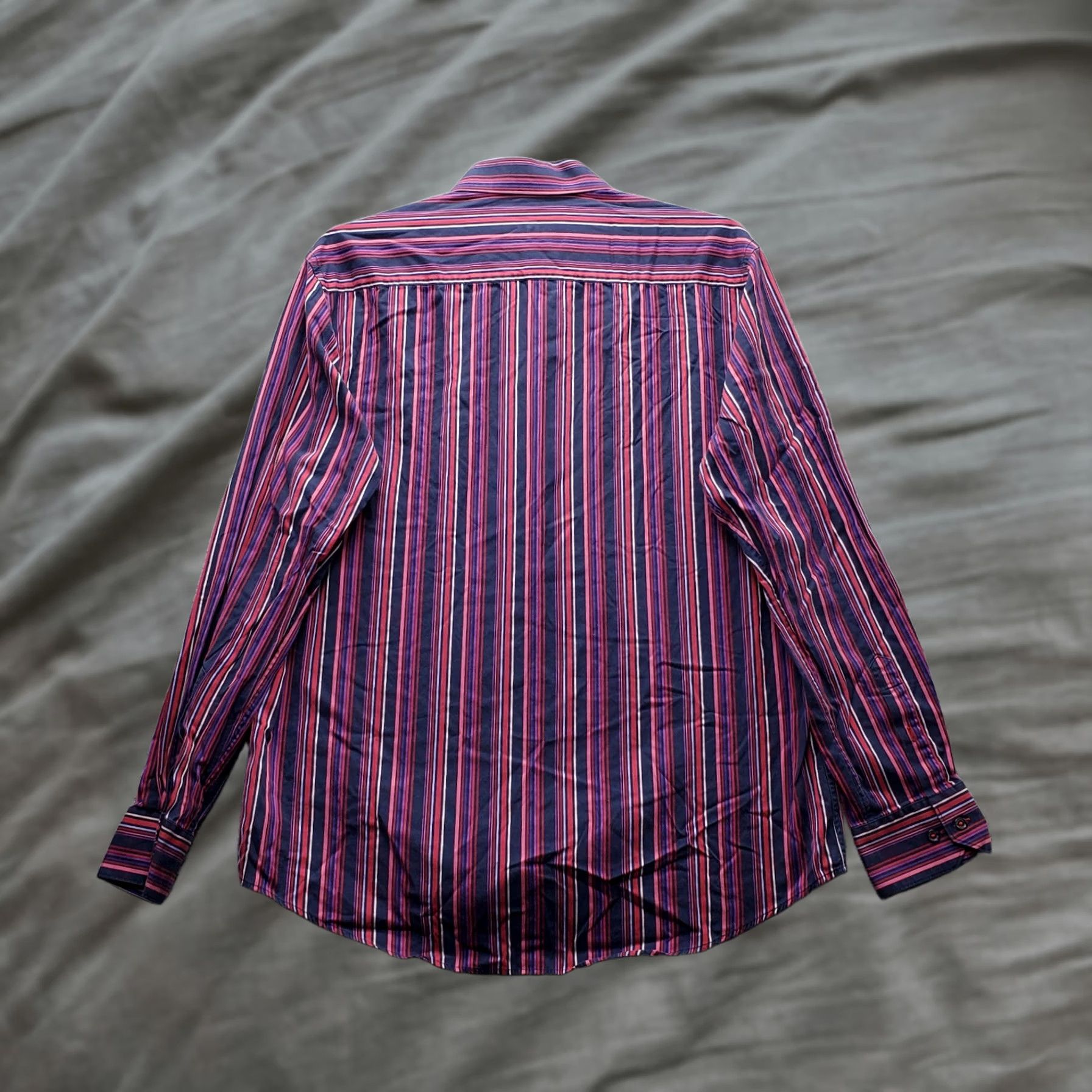 BUGATCHI Bugatchi Uomo Shirt Mens XL Multicolor Striped Long Sleeve Collared Button Up Regular Fit Size US XL / EU 56 / 4 - 1 Thumbnail
