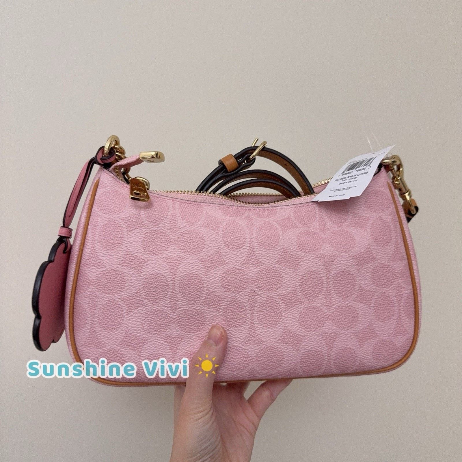 Coach NWT Coach Gold Powder Pink Teri Shoulder Bag Charms CEA20 Size ONE SIZE - 4 Thumbnail