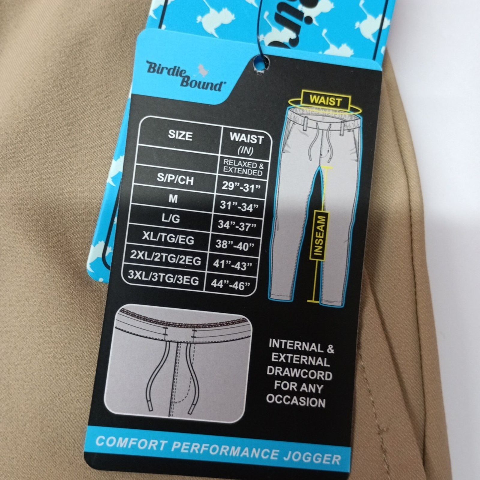 Other Birdie Bound Golf Joggers Men's XL Khaki Stretch Drawstring Size US 38 / EU 54 - 7 Thumbnail
