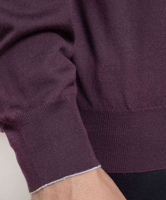 Brunello Cucinelli o1w1db10225 Cashmere Sweater in Dark Purple Size US L / EU 52-54 / 3 - 5 Thumbnail