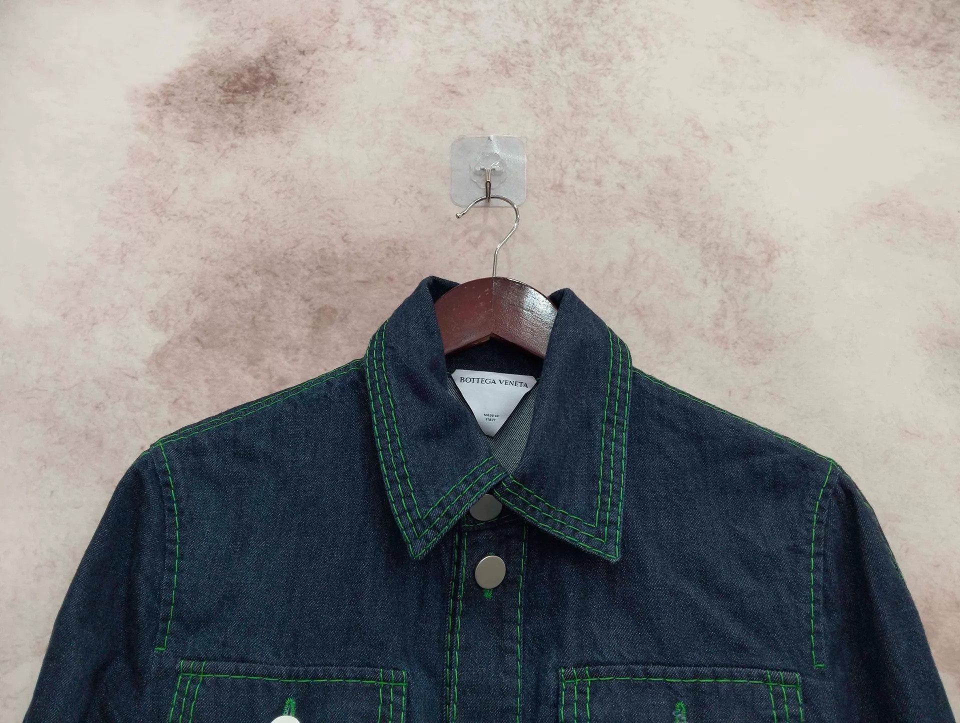 Bottega Veneta Blue Denim Jacket with Green Stitching Size S Size US S / EU 44-46 / 1 - 3 Thumbnail