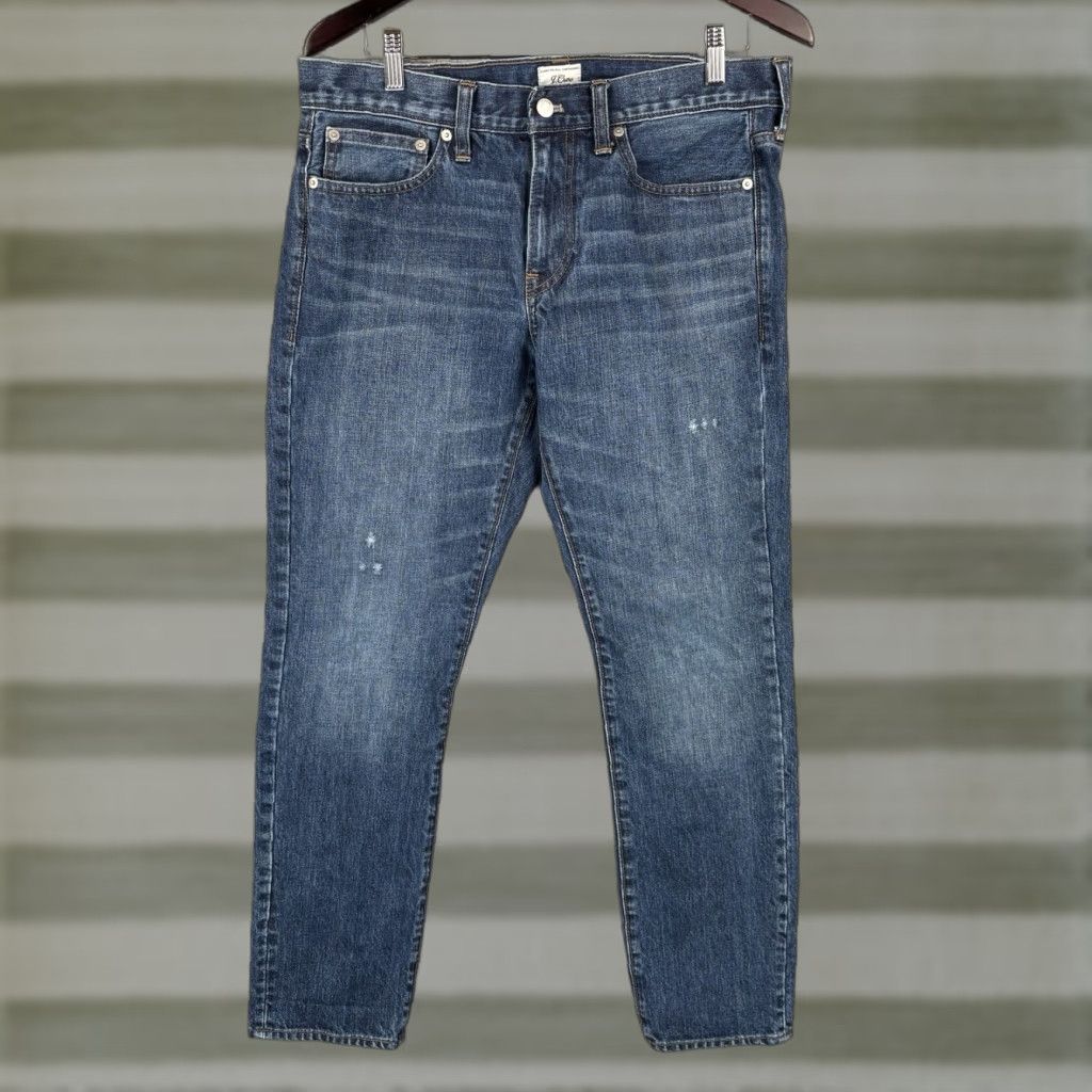 J.Crew VINTAGE (not applicable) J. Crew 484 Slim Fit Jeans Mens 33x32 Blue Denim Whiskered 100% Cotton Comfort Stretch Denim Shirt? Size US 33 - 1 Thumbnail