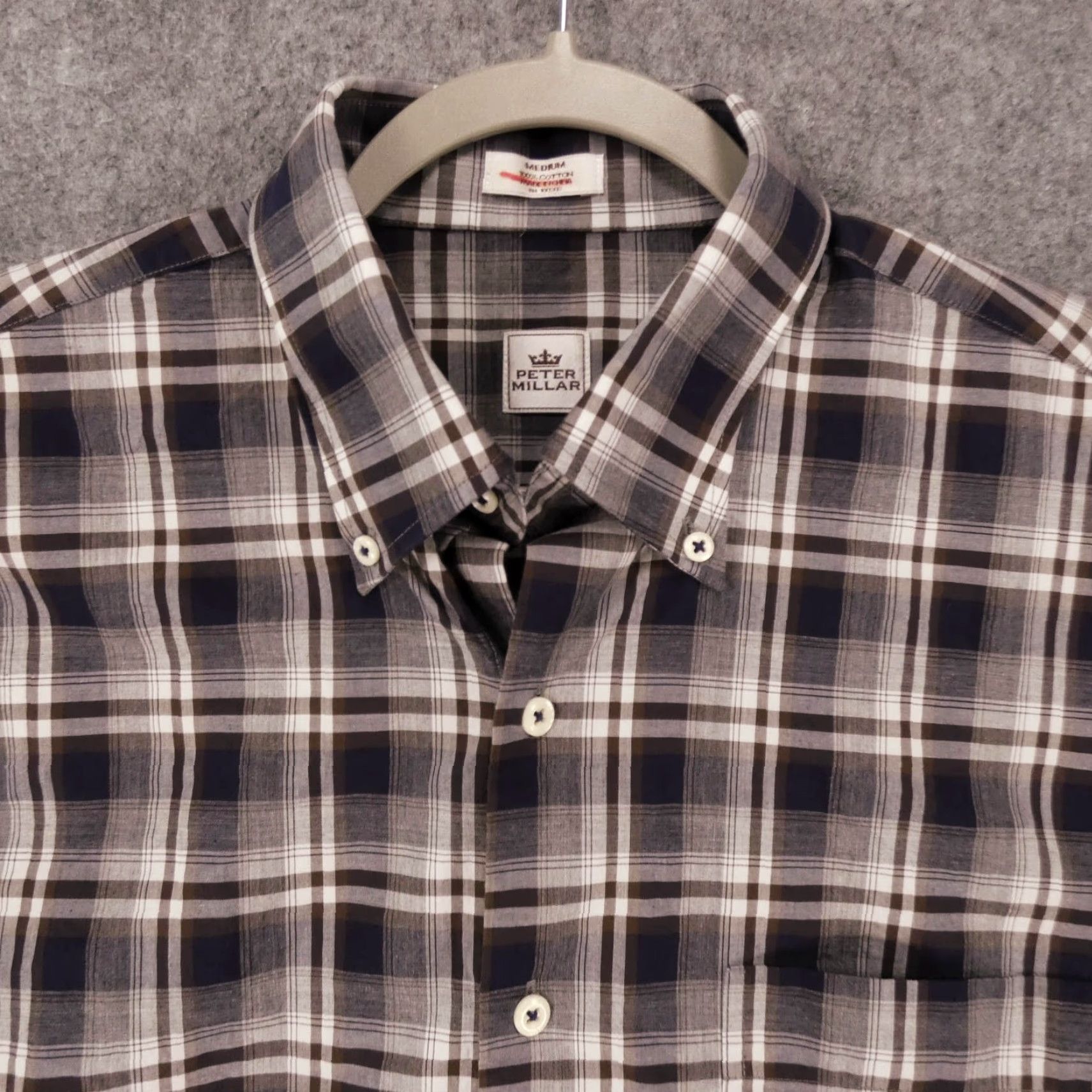 Peter Millar Peter Millar Shirt Mens Medium Long Sleeve Button-Up Brown Blue Plaid Size US M / EU 48-50 / 2 - 2 Thumbnail