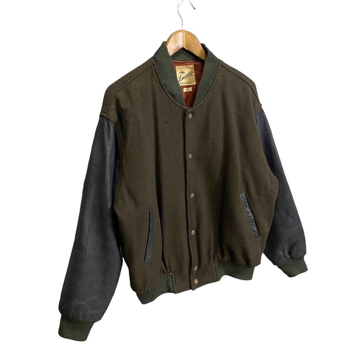 Vintage Vintage 80s loosutap varsity sleeve leather jacket Size US L / EU 52-54 / 3 - 3 Thumbnail