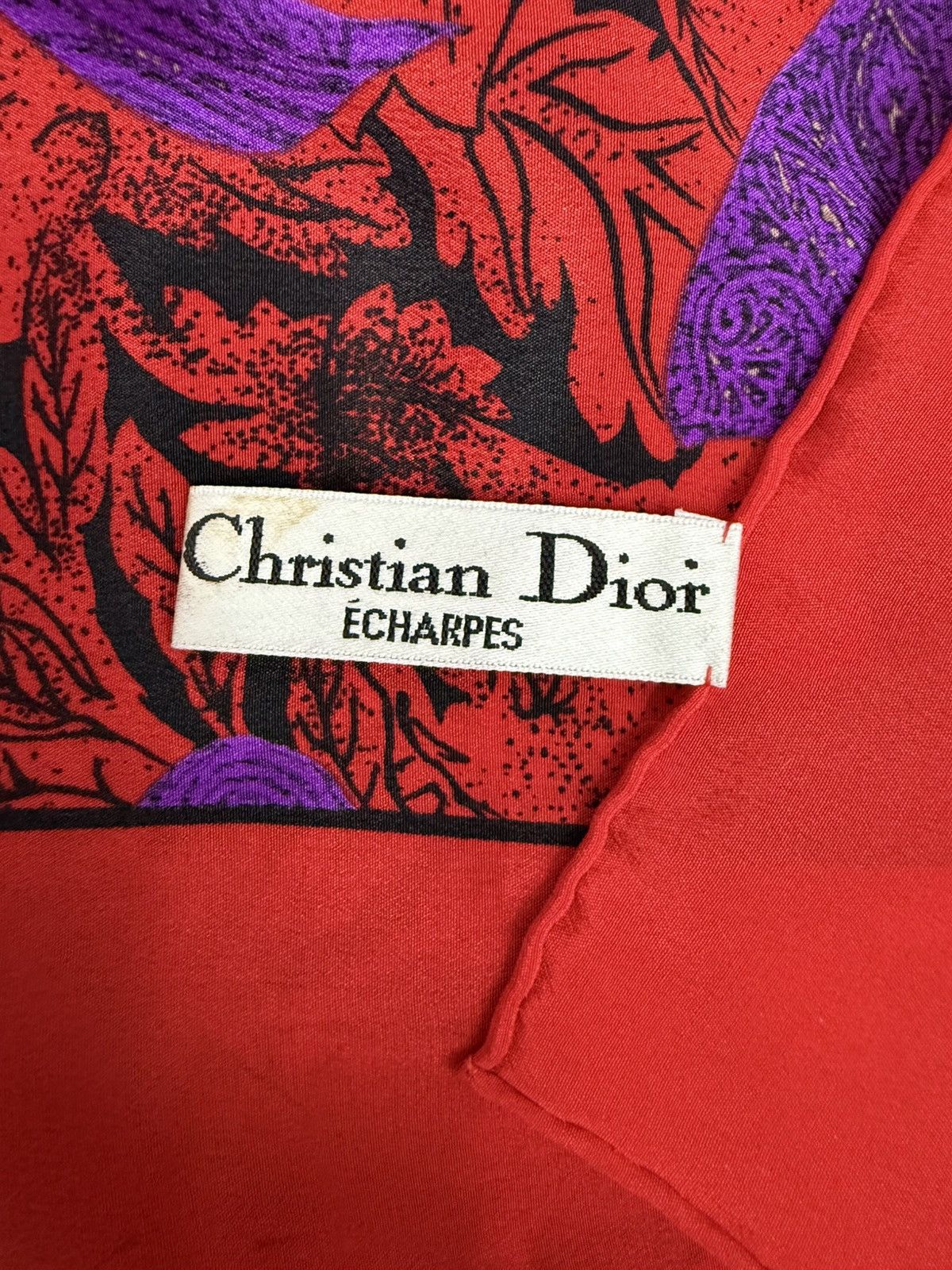 Celine × Vintage Vintage Dior Silk Scarf Paisley Red Purple Designer Size ONE SIZE - 3 Thumbnail