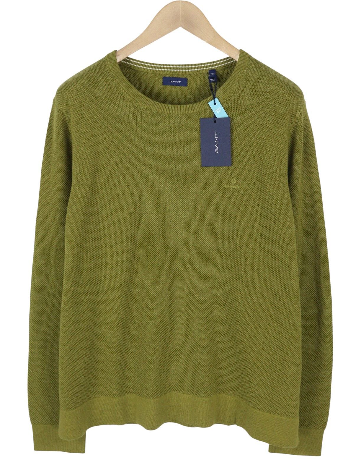 Gant COTTON PIQUE C-NECK 2XL Olive Green Waffle 88088 Size XXL / US 16-18 / IT 52-54 - 1 Thumbnail