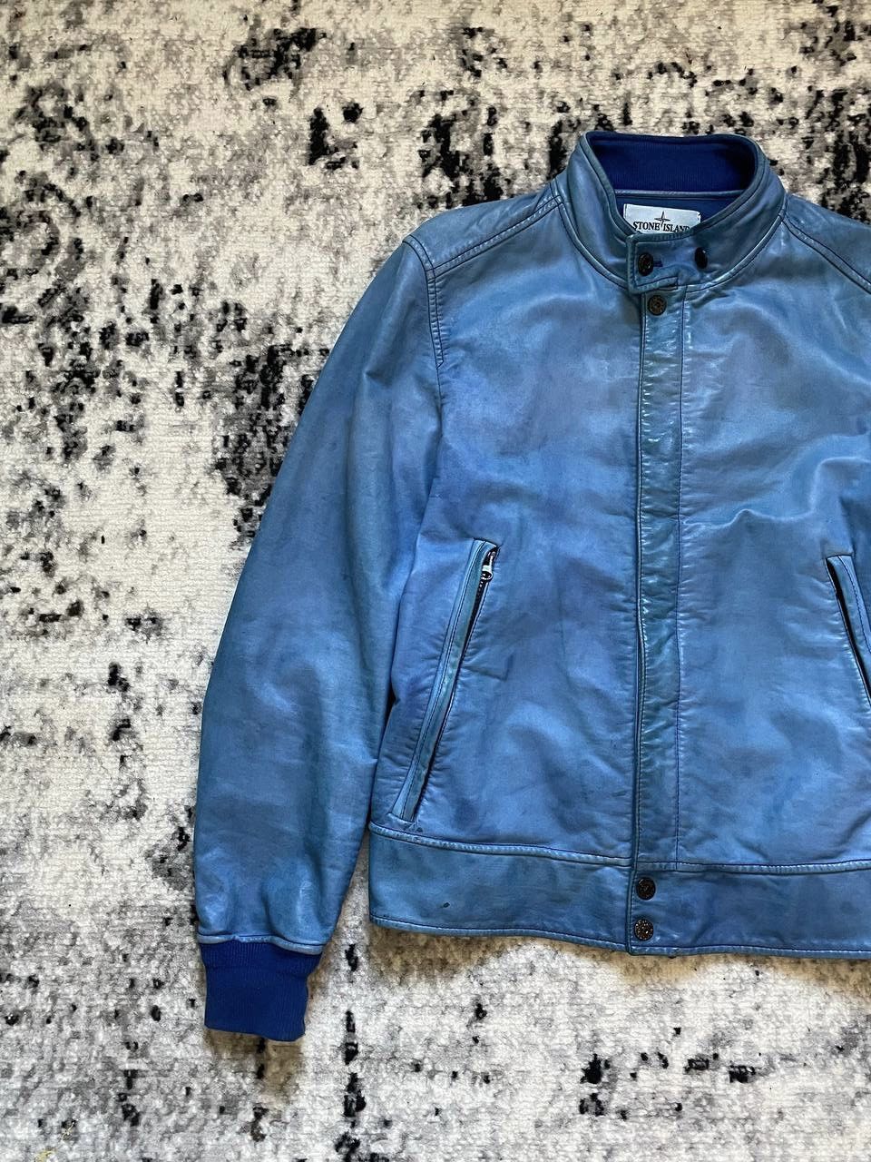 Stone Island × Vintage Stone Island Rare Leather Jacket Felpa Lightweight Bomber S Size US S / EU 44-46 / 1 - 2 Thumbnail