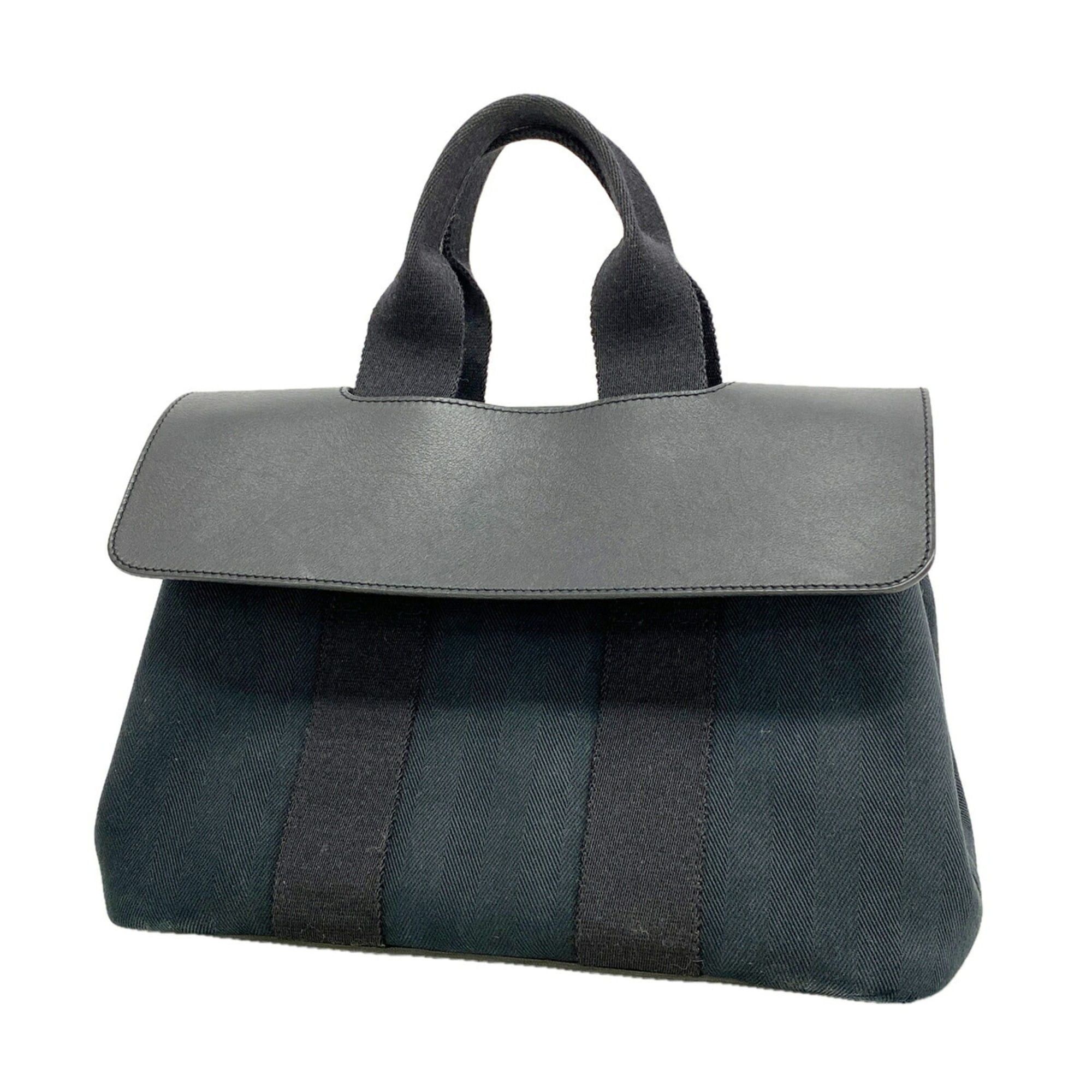 Hermes Hermes Valparaiso PM Tote Bag, Toile Chevron, Black, Women's, P3454219 Size ONE SIZE - 1 Thumbnail