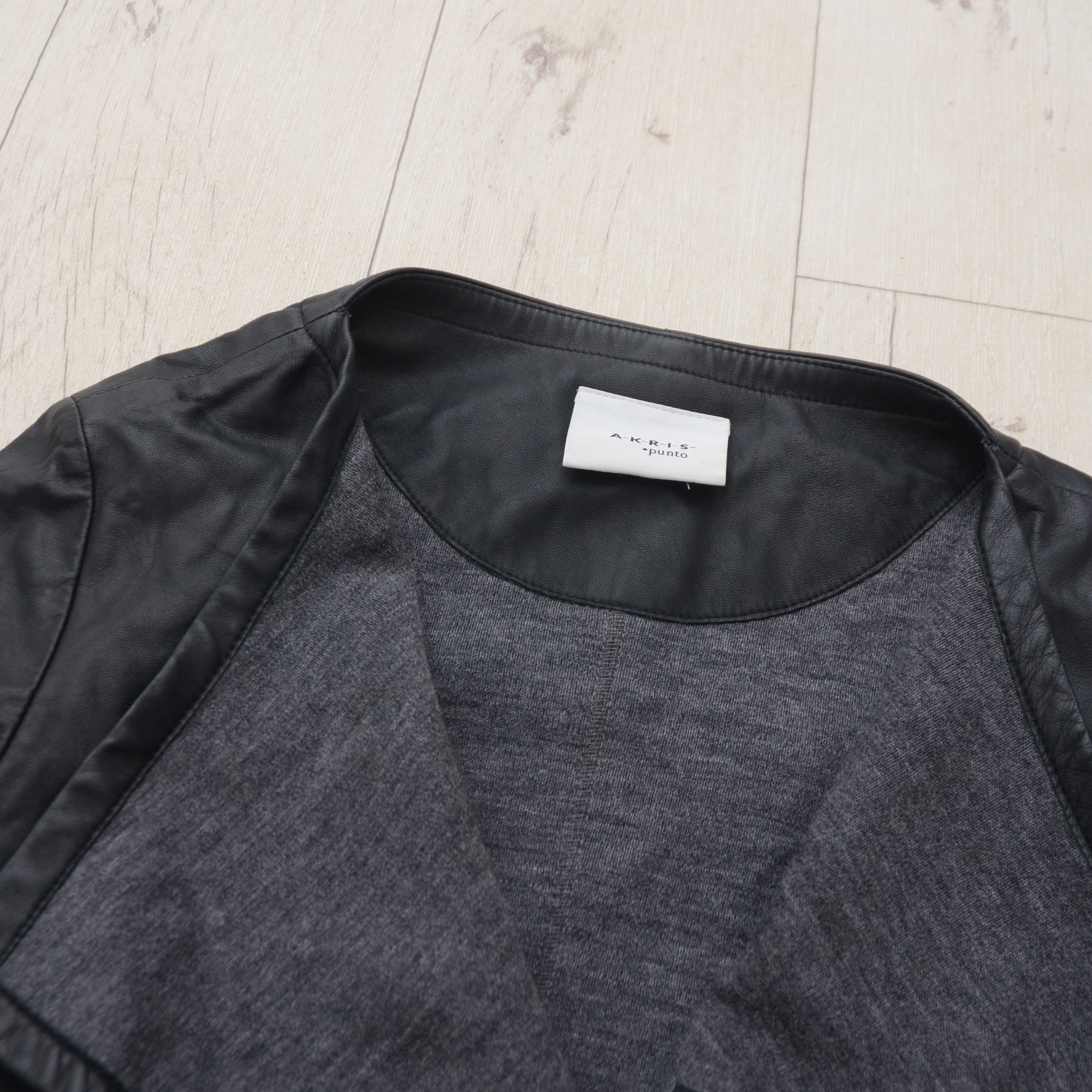 Akris AKRIS Punto Black Leather Jacket 100% Lamb Nappa Wool Lining Size S / US 4 / IT 40 - 9 Thumbnail