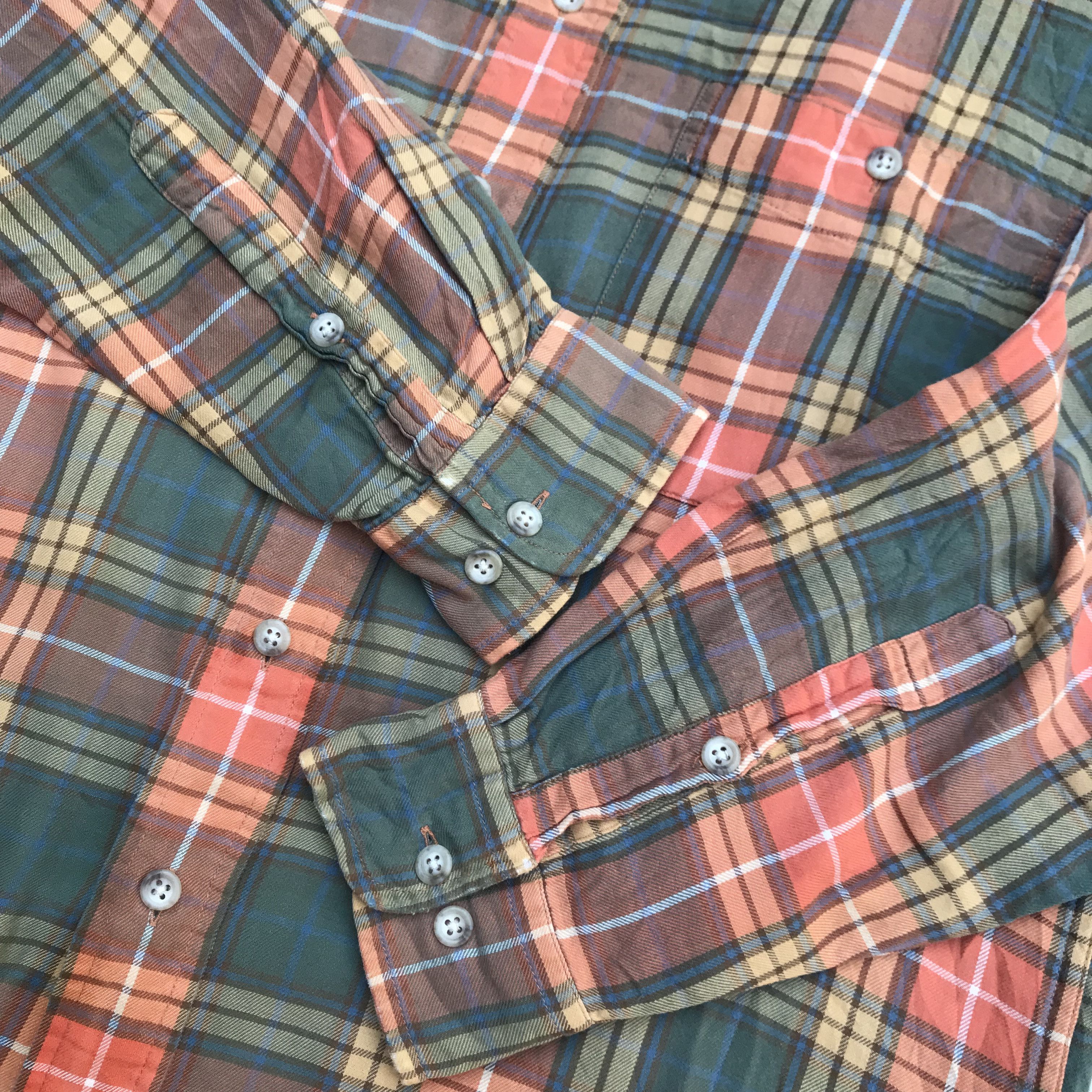 L.L. Bean Vintage LL Bean Summer Shirt Green orange long sleeves butt Size US M / EU 48-50 / 2 - 5 Thumbnail