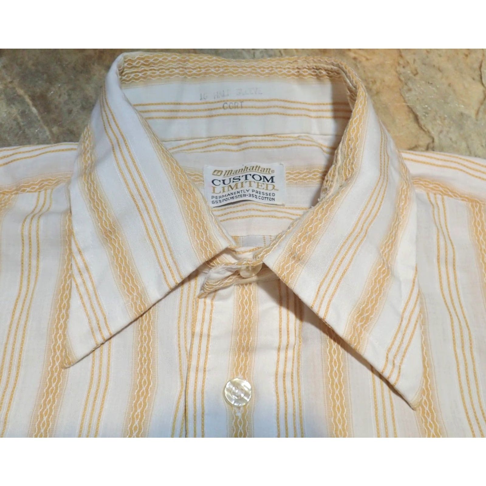 Vintage VINTAGE Manhattan Shirt Mens L Brown Abstract Stripe Disco Rockabilly MCM 60's 70's Button-Front Short Sleeve Size US L / EU 52-54 / 3 - 3 Thumbnail