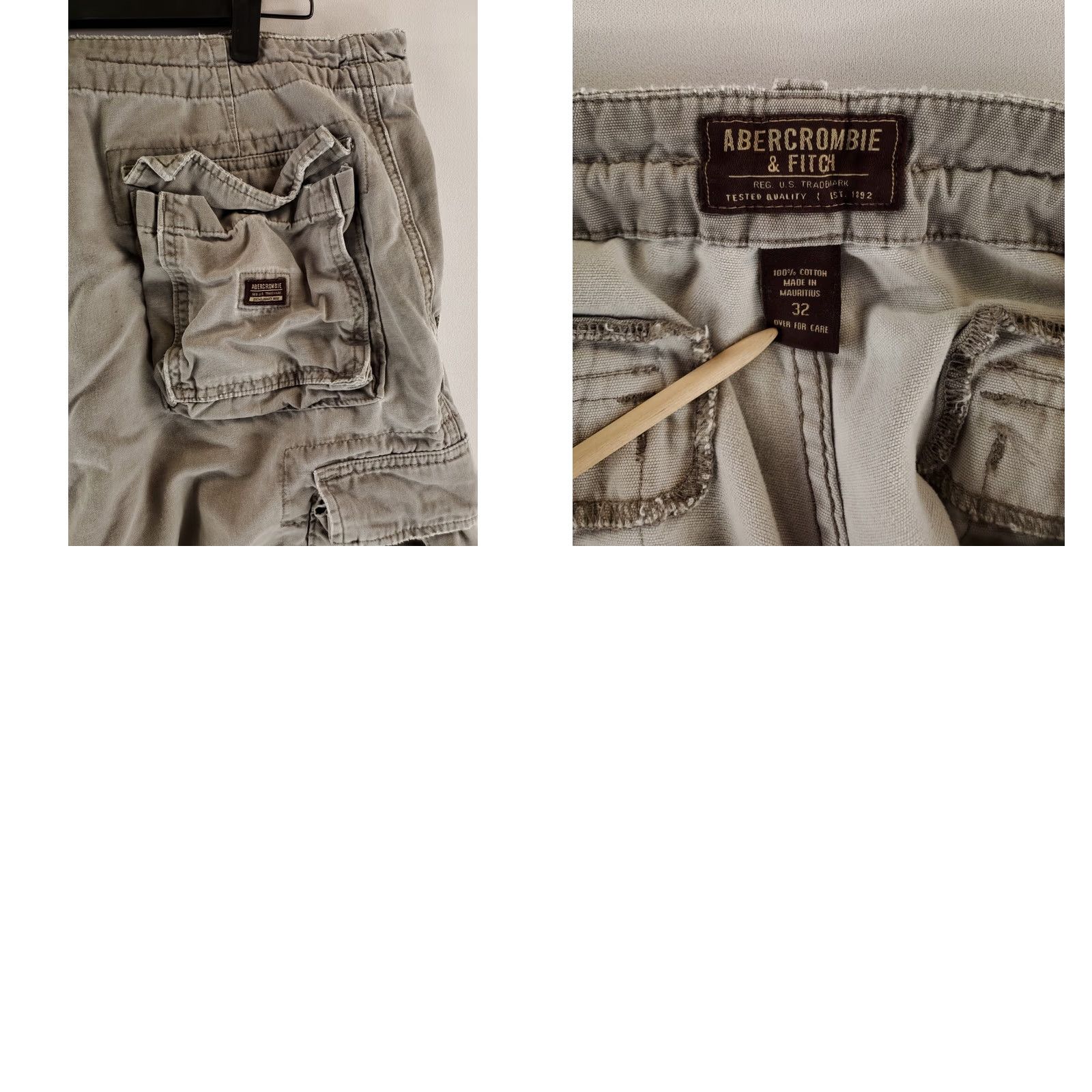 Abercrombie & Fitch Abercrombie & Fitch Cargo Shorts Gray Distressed Mens 36 Cargo Shorts Beige 90s Mens 36 Size US 36 / EU 52 - 8 Thumbnail