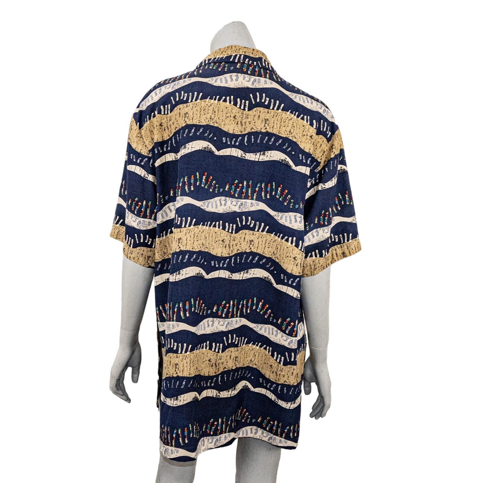 Nicole Farhi NICOLE FARHI Silk Button up Blouse Navy Multi size 10/12 Size XL / US 12-14 / IT 48-50 - 4 Thumbnail