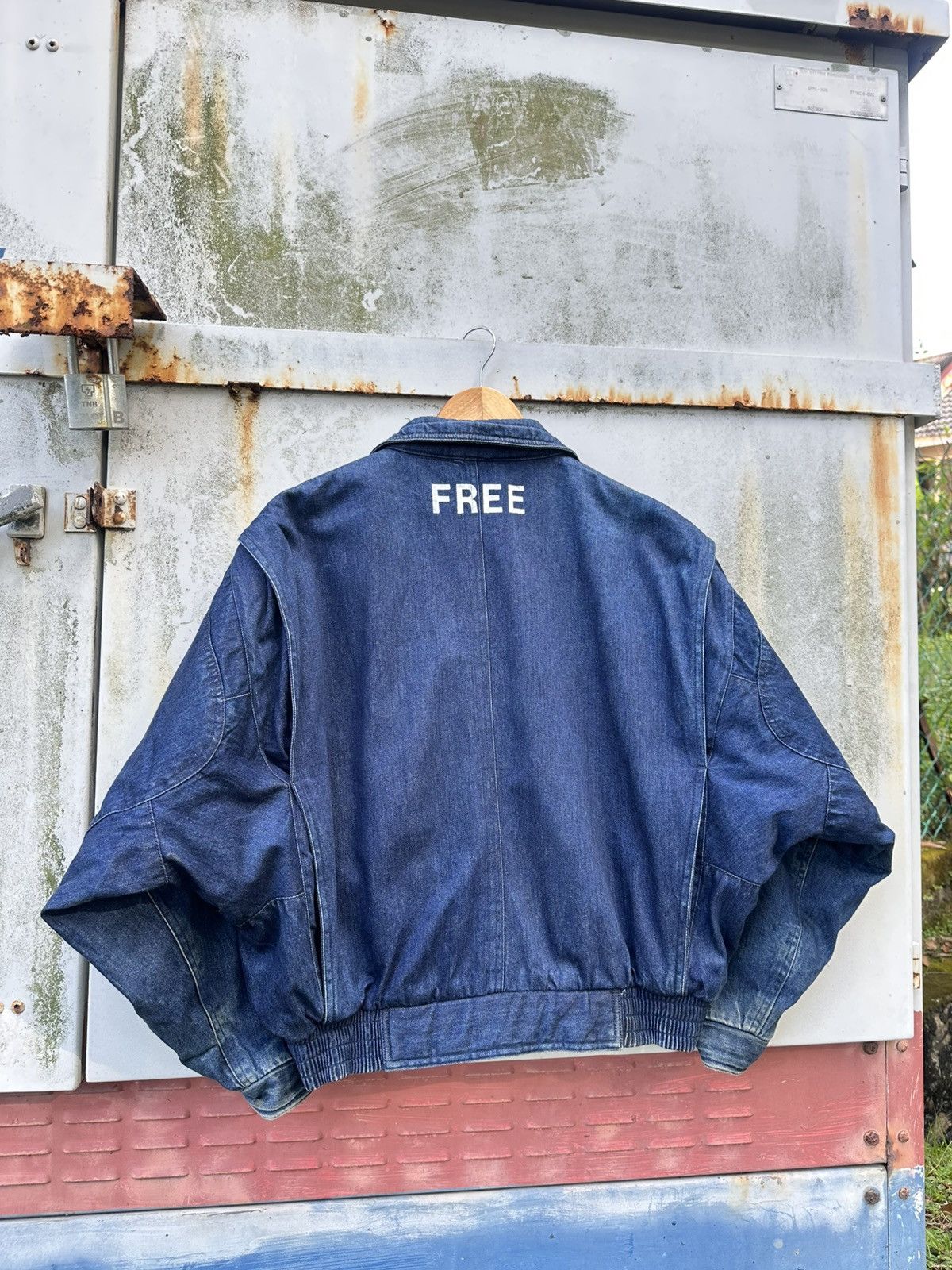 Vintage 👹Vintage Cle Man Baggy Denim Bomber Jacket Size US L / EU 52-54 / 3 - 10 Thumbnail