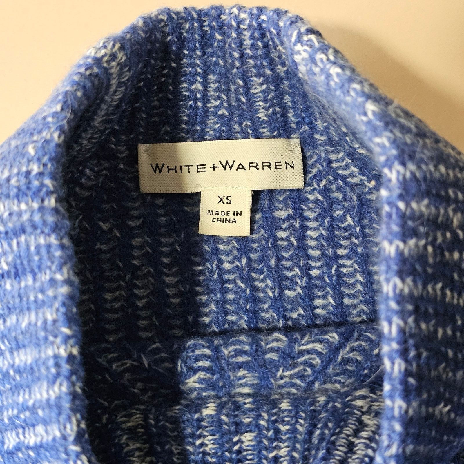 White + Warren EUC WHITE + WARREN Cashmere Blue/White Mock Neck Sweater XS Size XS / US 0-2 / IT 36-38 - 8 Thumbnail