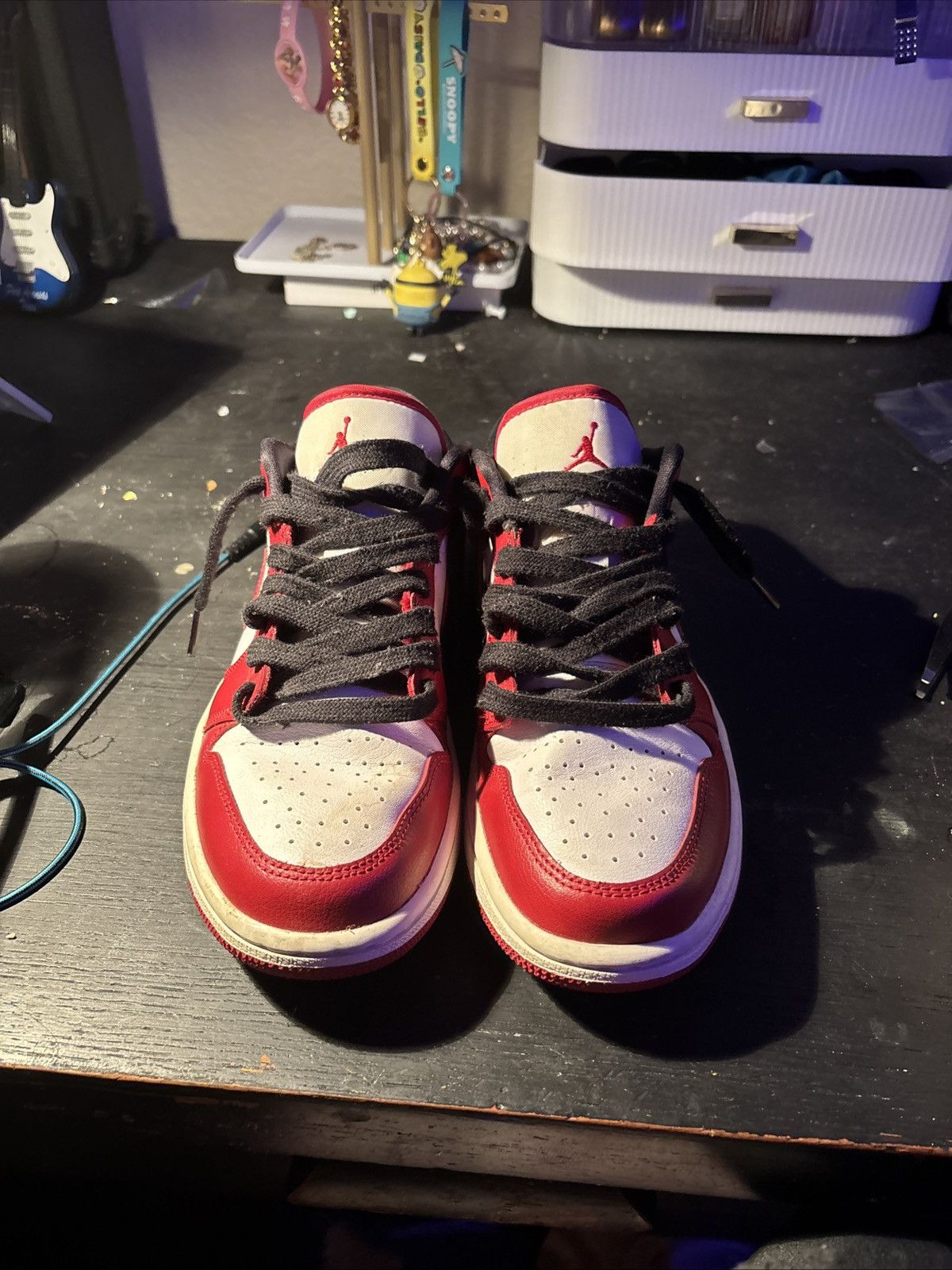 Nike air jordans 1 low white/gym red-black Size US 8.5 / IT 38.5 - 2 Thumbnail