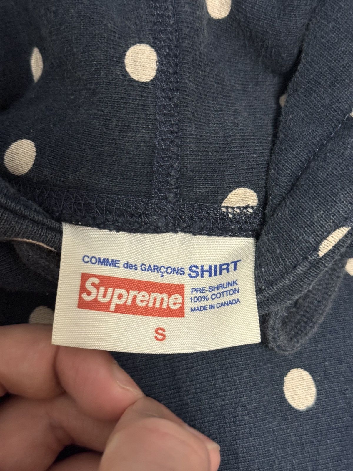 Comme des Garcons Supreme cdg navy dot box logo hooded sweatshirt hoodie Size US S / EU 44-46 / 1 - 4 Thumbnail