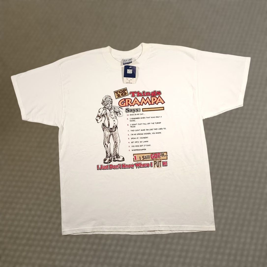 Vintage VINTAGE 90s Grandpa Funny Humor Quote Mens T-Shirt XL White Cotton Short Sleeve Crew Neck Graphic Print 90s Quotes Size US XL / EU 56 / 4 - 1 Thumbnail