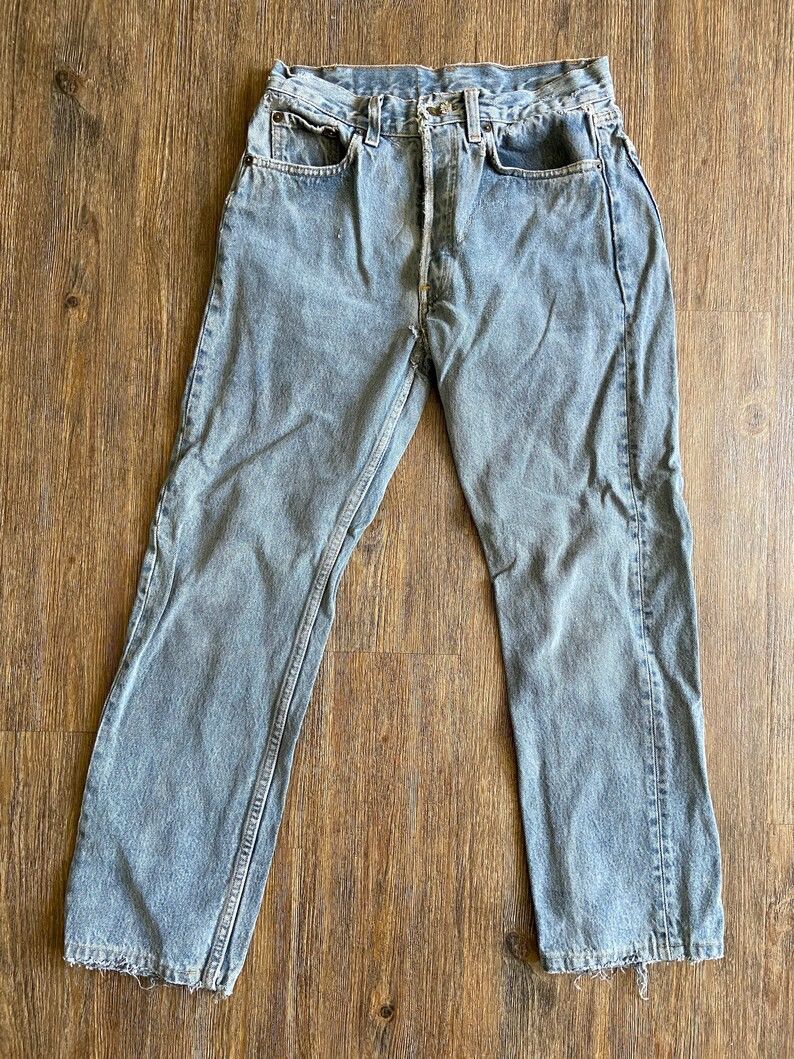 Vintage Levi's Holy Crotch Button Fly Denim Blue Jeans