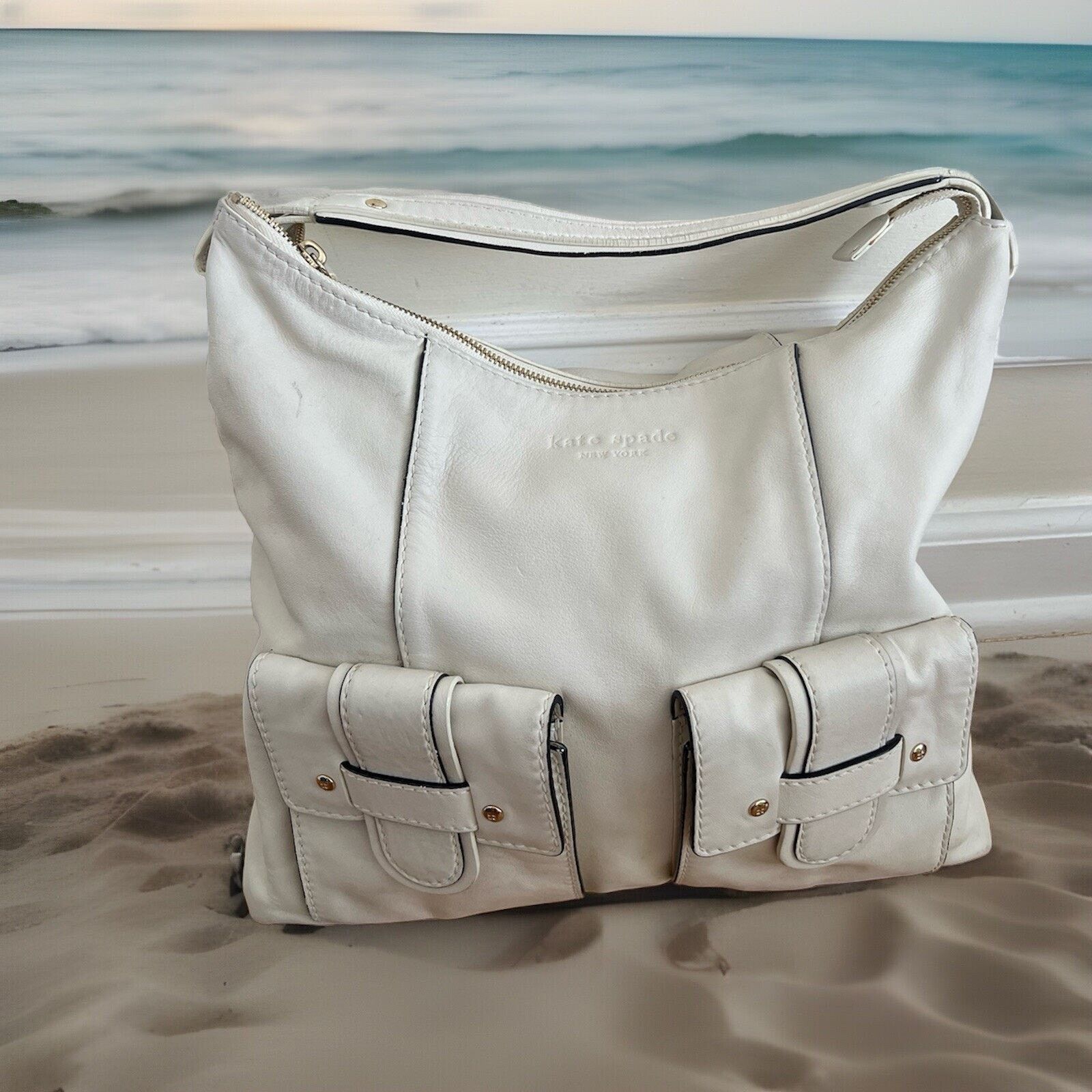 Kate Spade Kate Spade Hobo Tote Warm White ivory Leather B000490 Size ONE SIZE - 1 Thumbnail