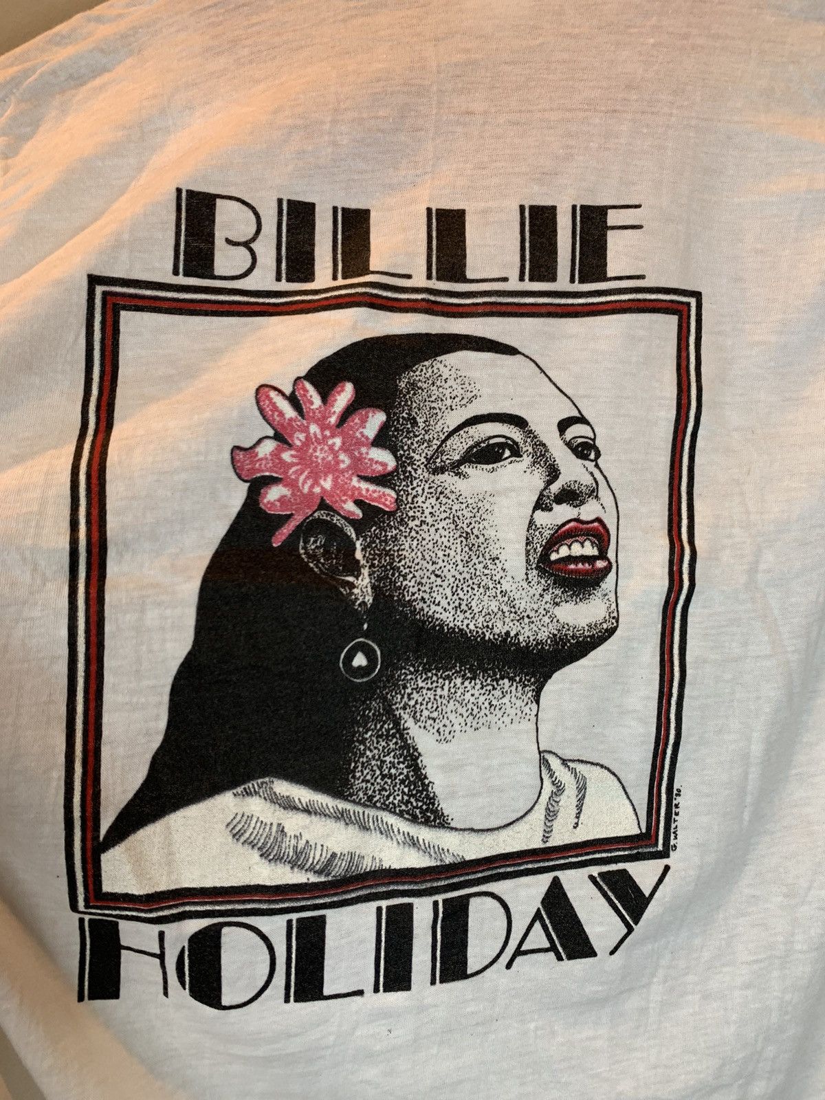 Band Tees × Vintage *RARE* Vintage 1980 Billie Holiday Art Single Stitch T-Shirt Size US L / EU 52-54 / 3 - 2 Thumbnail