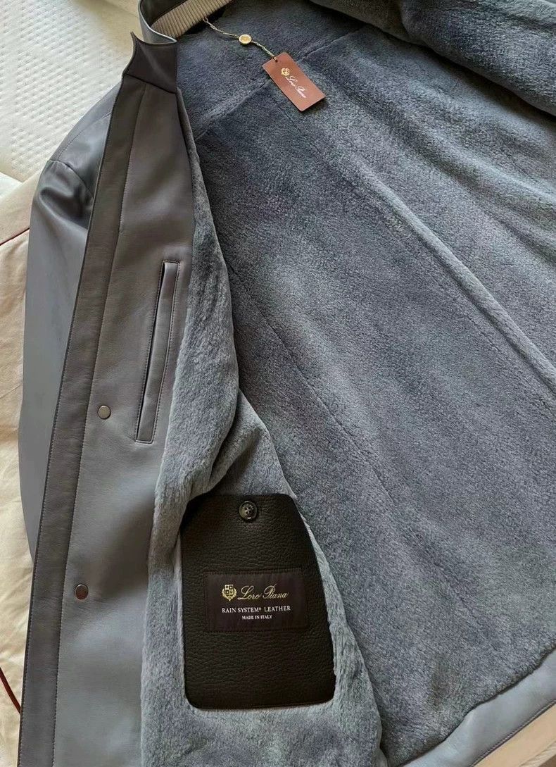 Loro Piana LORO PIANA Men's smog gray lamb leather jacket, mink linin Size US M / EU 48-50 / 2 - 3 Thumbnail