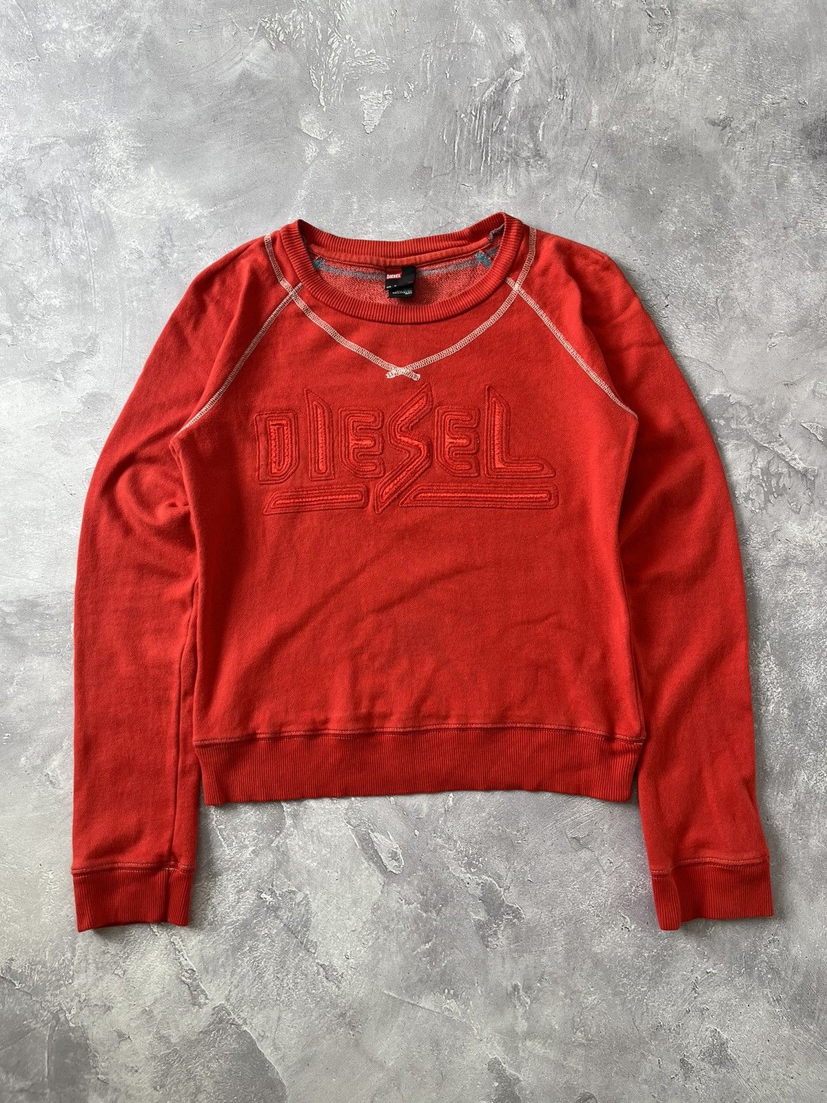 Diesel Vintage Diesel Big Logo Embroidered Sweatshirt Red Size M Size M / US 6-8 / IT 42-44 - 2 Thumbnail