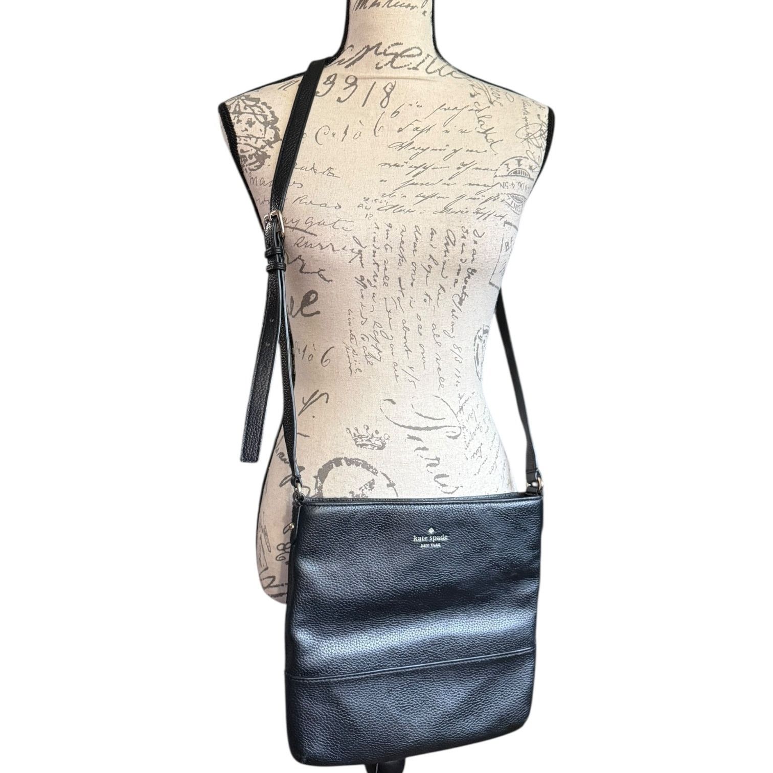 Kate Spade Black Pebbled Leather Crossbody Purse, Women's