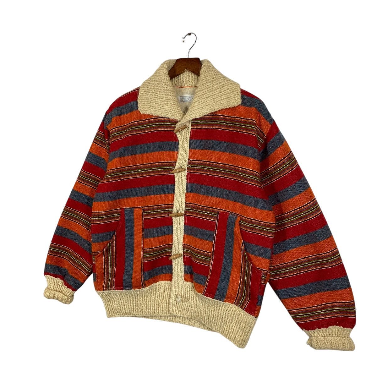 Vintage Vintage 70s Alex Baon Striped Wool Knit Jacket Size L Size US L / EU 52-54 / 3 - 2 Thumbnail