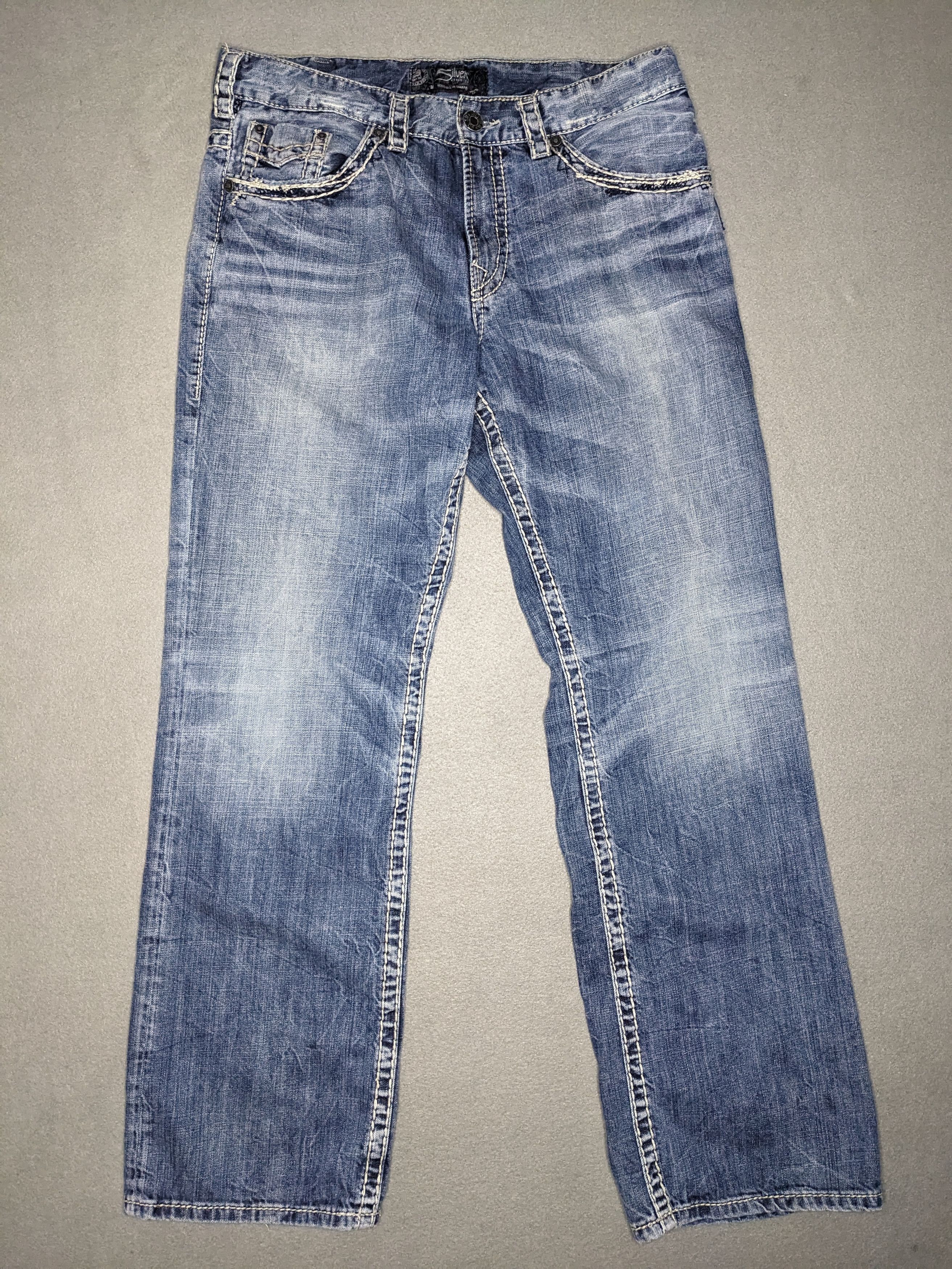 Silver Jeans Co. VTG Silver Jeans 35x33 Grodie Flap Thick Stitch Denim Y2K Size US 35 - 5 Thumbnail