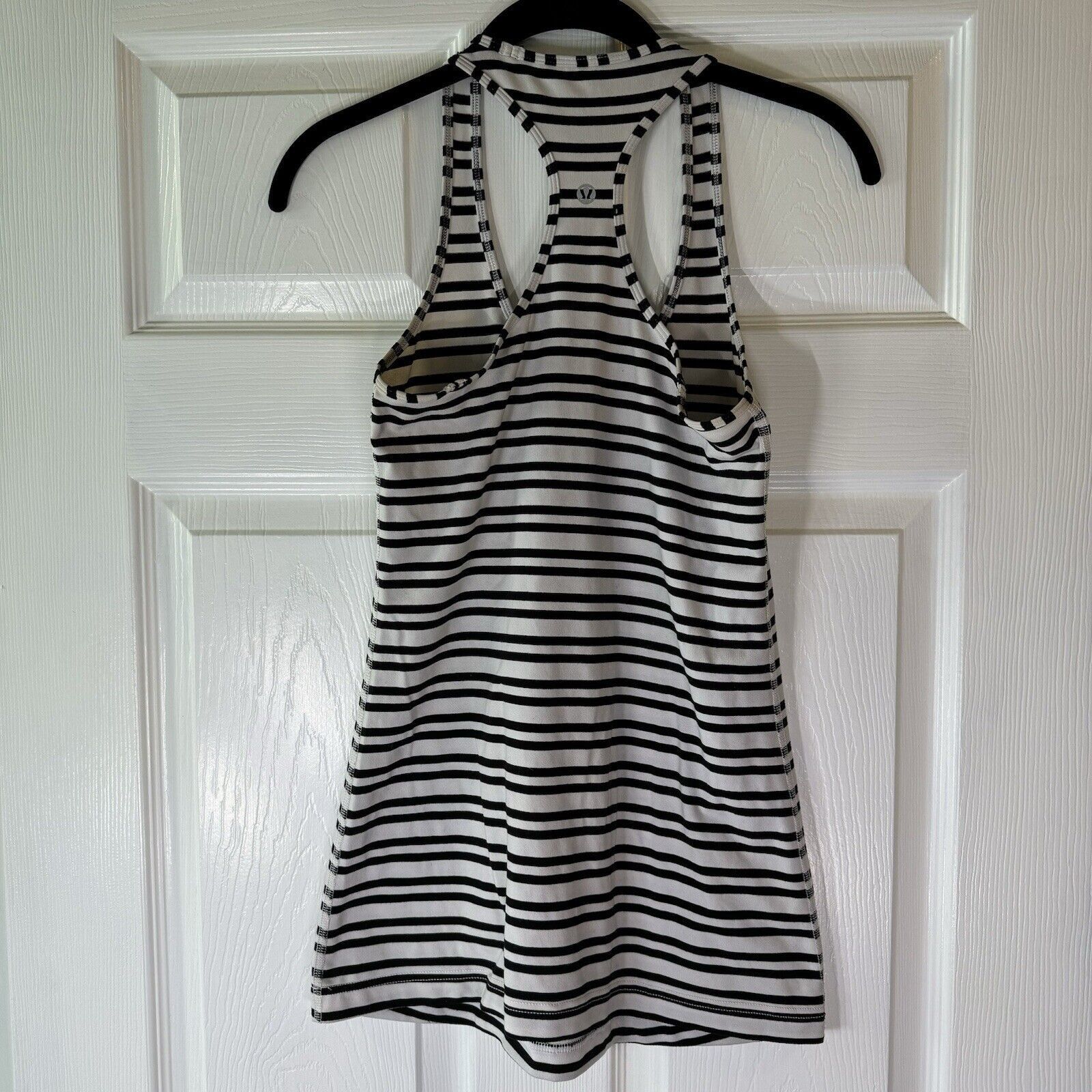 Lululemon LULULEMON Cool Racerback Tank Top Black White Apex Stripe 0 Size XS / US 0-2 / IT 36-38 - 4 Thumbnail