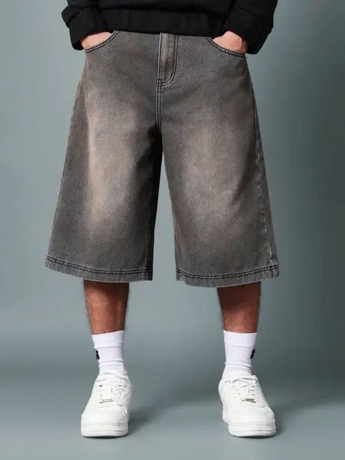 VIBE Washed drip denim shorts jorts RETRO Size US 30 / EU 46 - 1 Thumbnail