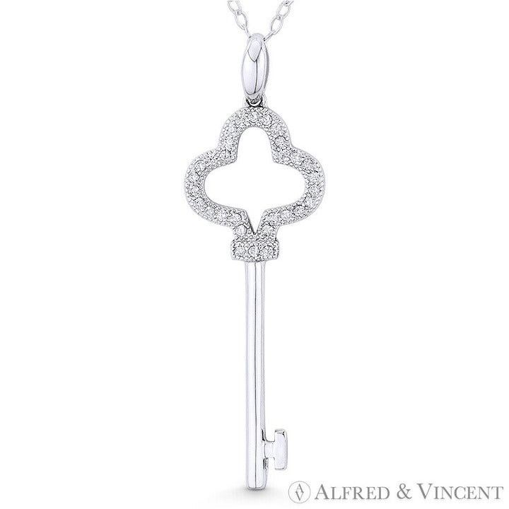 Other Trefoil Clover Bow CZ Crystal Key Charm 39x12mm Pendant Size ONE SIZE - 1 Preview