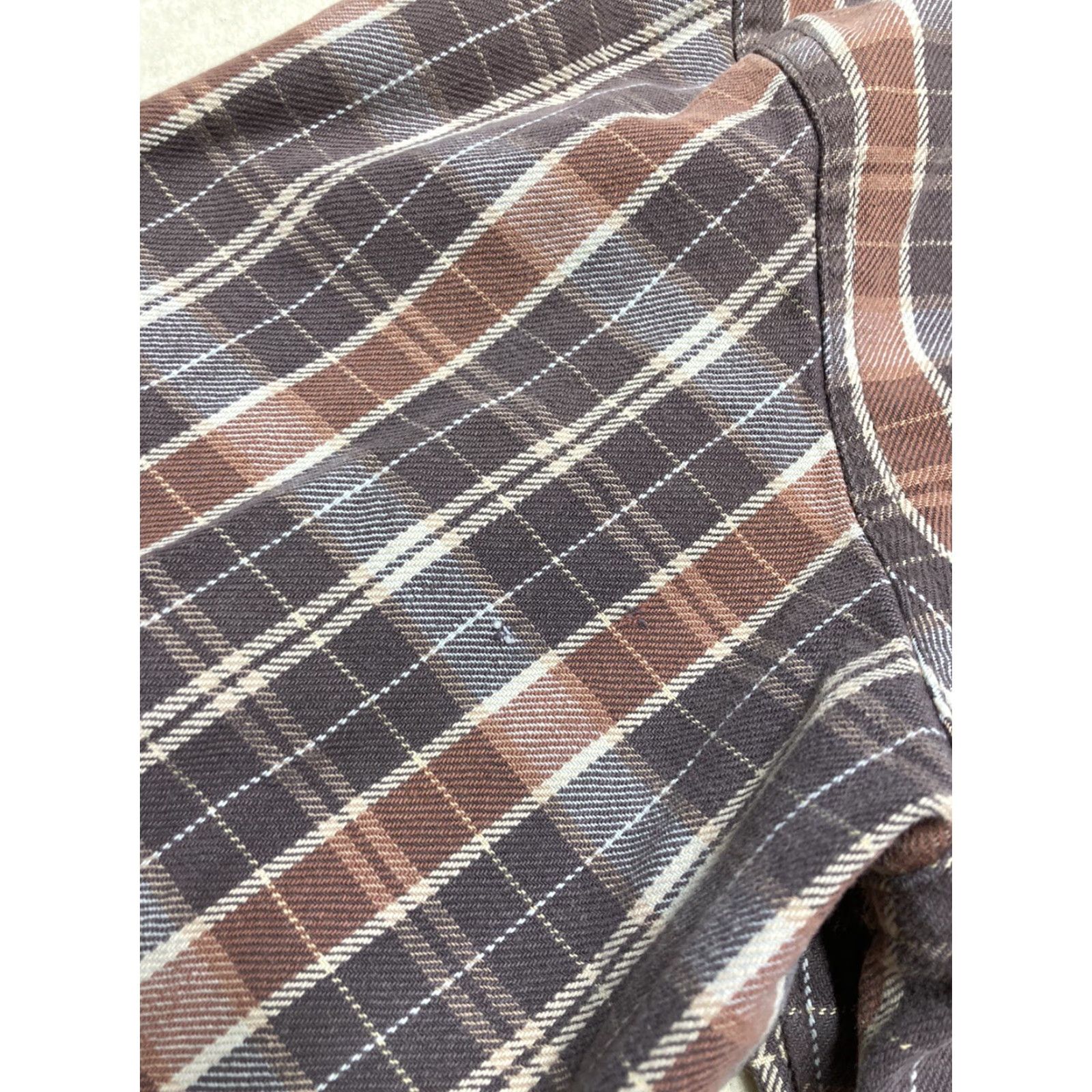 Doublet VINTAGE Pocket Plaid Shirt Mens XL 90s Beige Heavy Cotton Button-Up Long Sleeve Double Pocket T8 Size US XL / EU 56 / 4 - 5 Thumbnail
