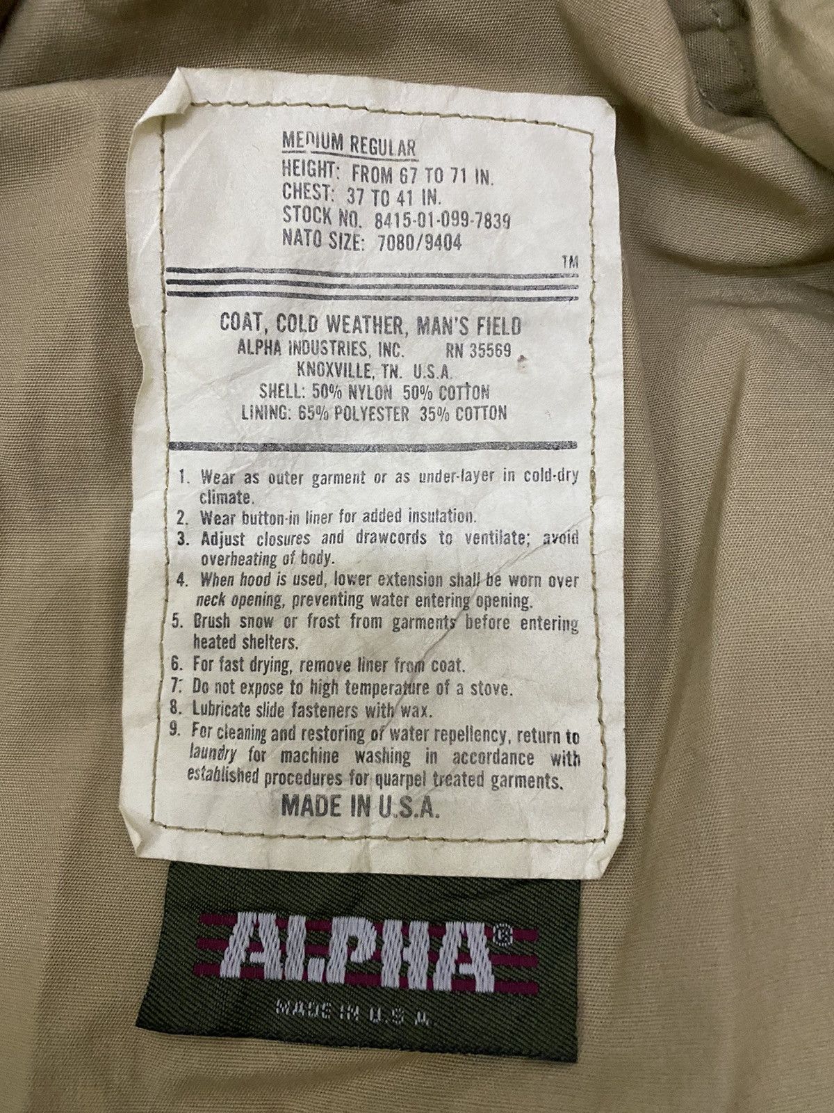 Alpha Industries × Vintage Vintage 80' Alpha industries scovill zipper M65 FIELD jacket Size US M / EU 48-50 / 2 - 7 Thumbnail