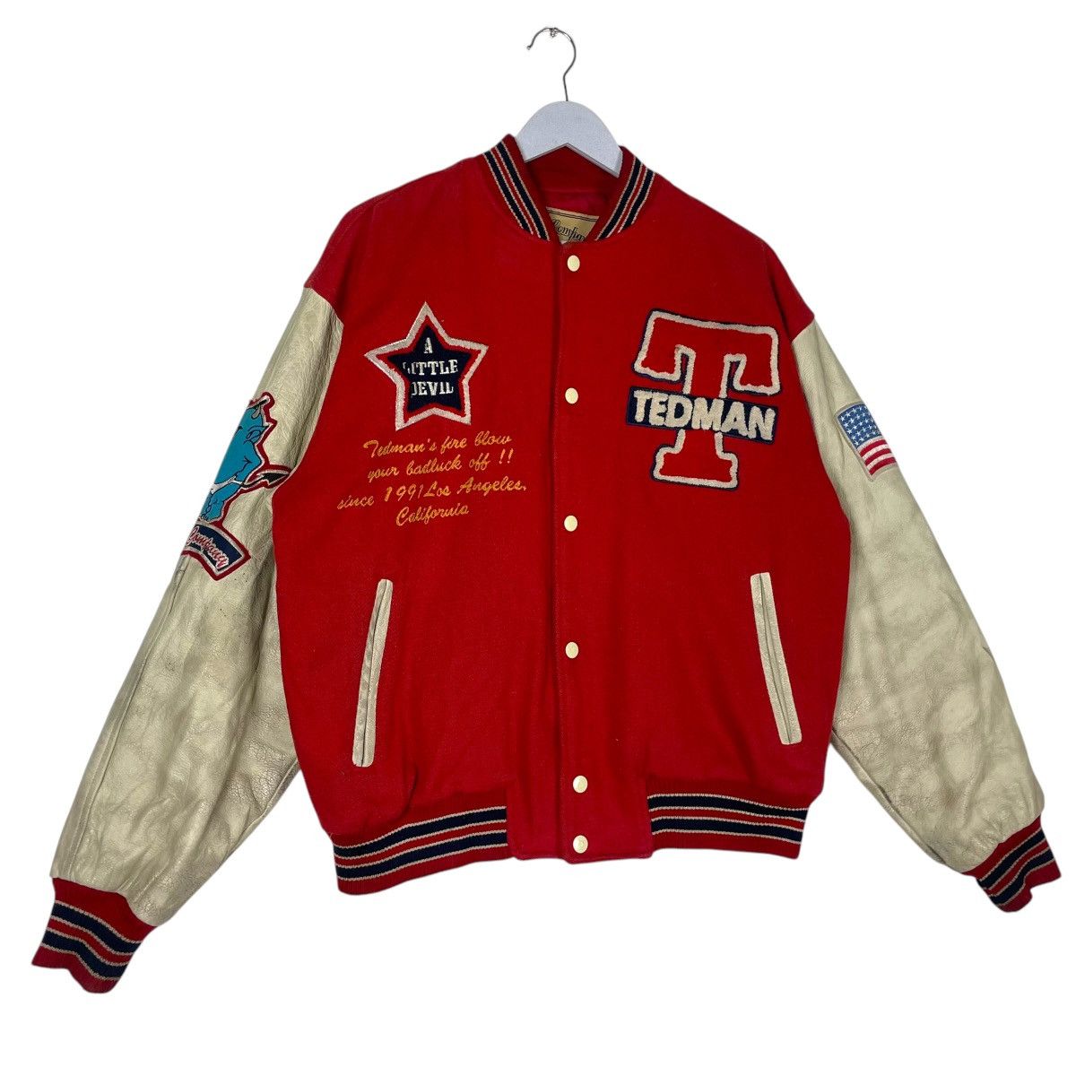 Tedman × Vintage 💥 90s TED COMPANY SPORT VARSITY JACKET BIG LOGO Size US XL / EU 56 / 4 - 4 Thumbnail